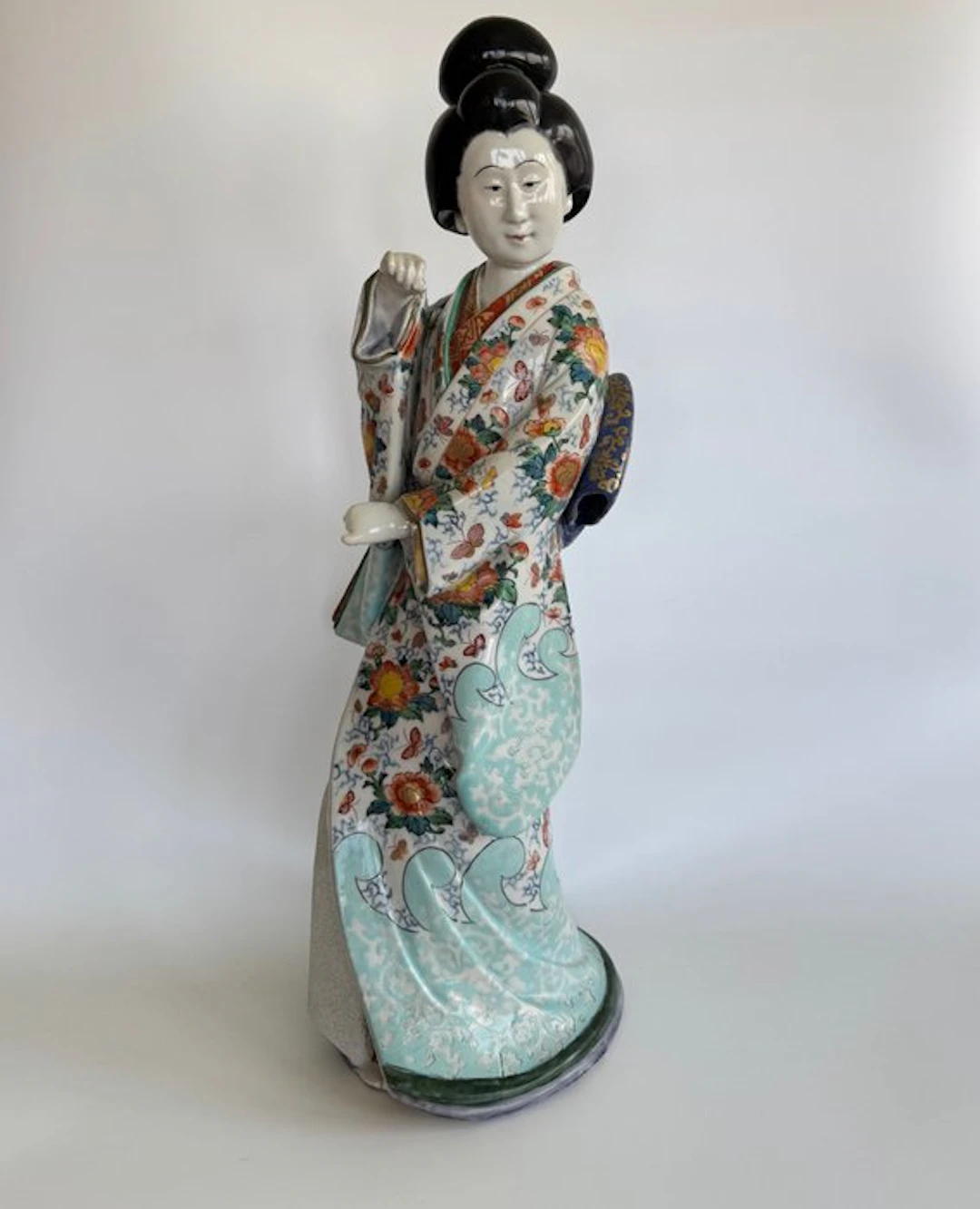 Figure - Large Arita Geisha Bijin Statue - Meiji Period - 60 cm