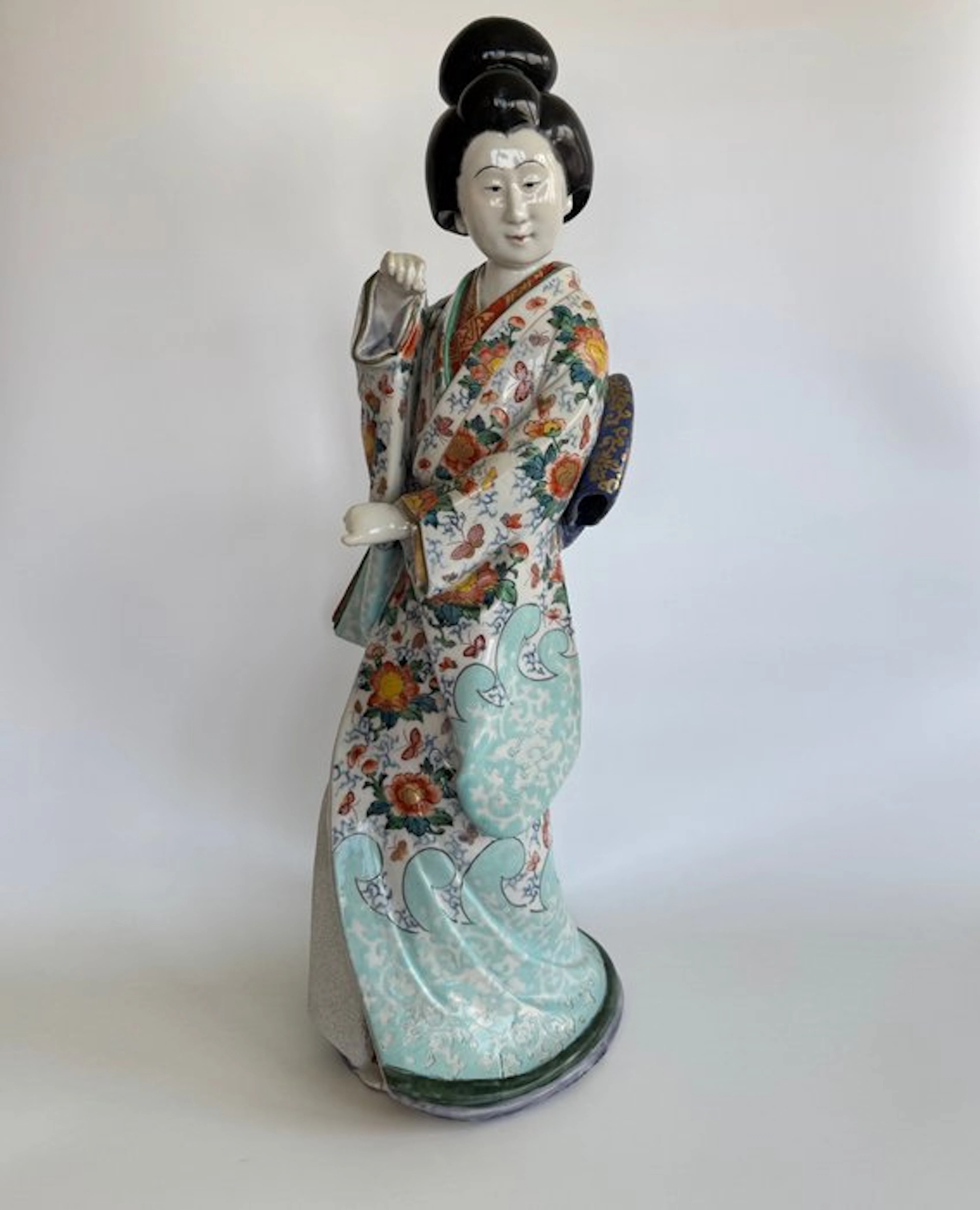 Figure - Large Arita Geisha Bijin Statue - Meiji Period - 60 cm