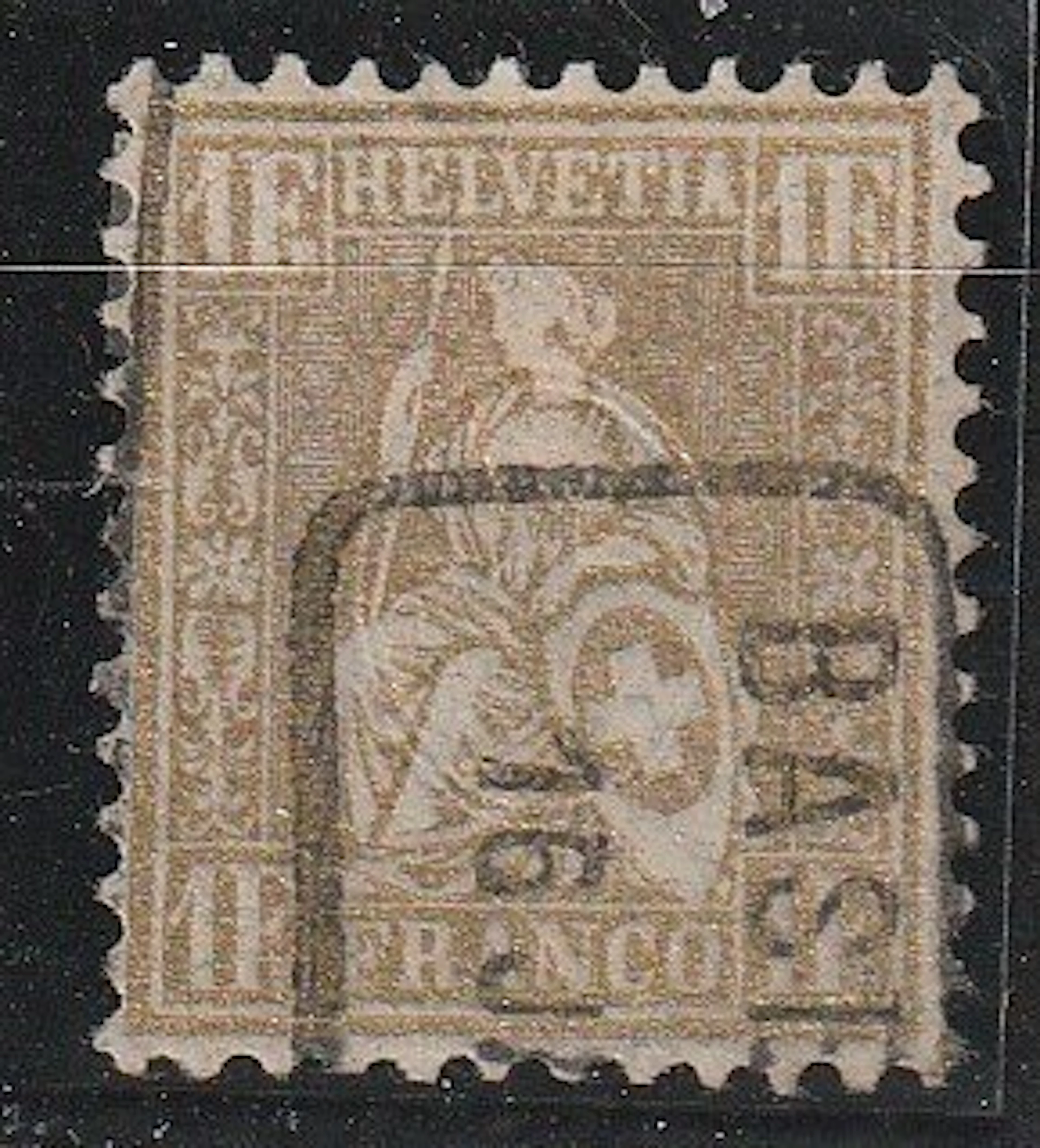 Switzerland 1882 - Sitting Helvetia; on fibre paper the 1 franc