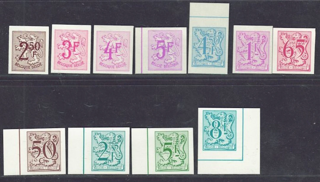 Belgium - Selection of 11 imperforate stamps