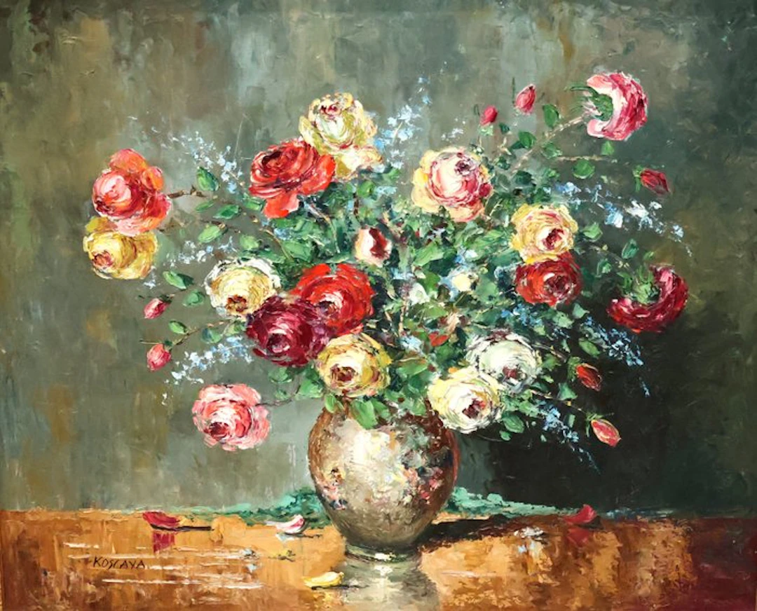 Enrique Koskaya (1901-1970) - Bodegón con rosas