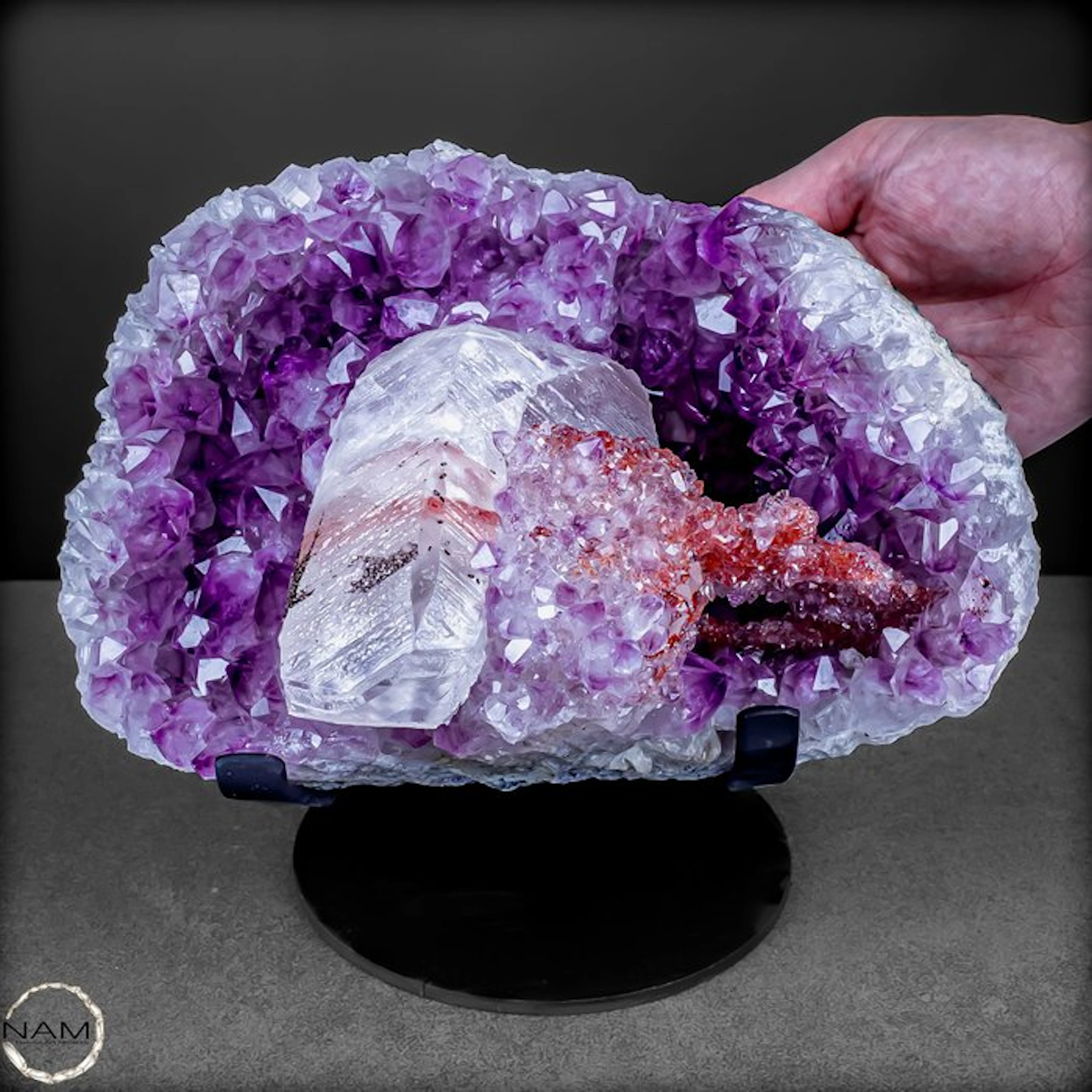 Exclusive amethyst druzy with calcite and chalcedony –...