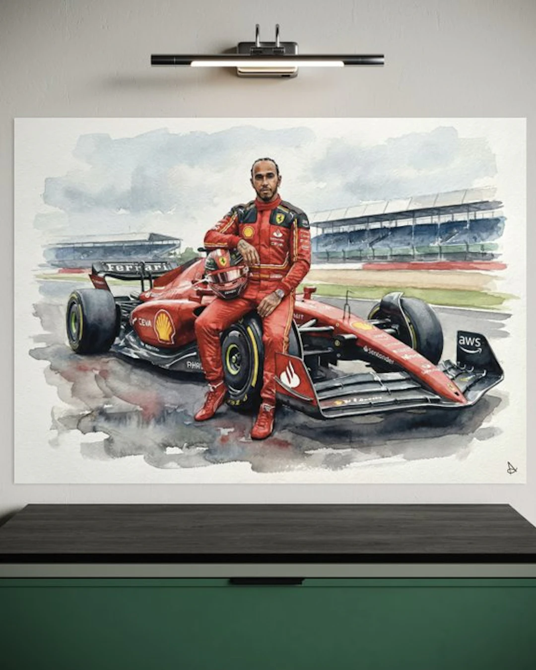 ANDSAL - Lewis Hamilton - Ferrari 2025 F1 Icon Watercolor...