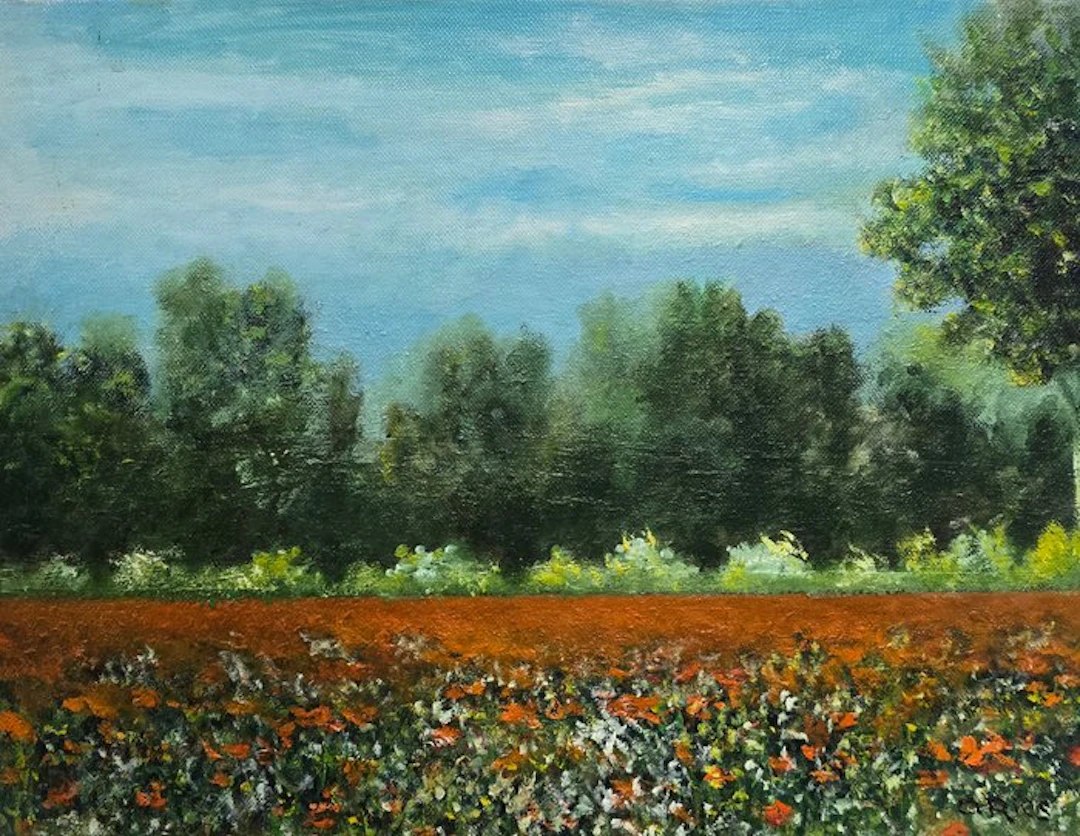 Ángel Ries (1943) - Flores junto a la arboleda