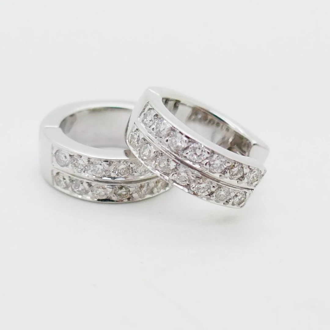 No reserve price - Earrings - 18 kt. White gold - 0.42ct. tw. Diamond (Natural)