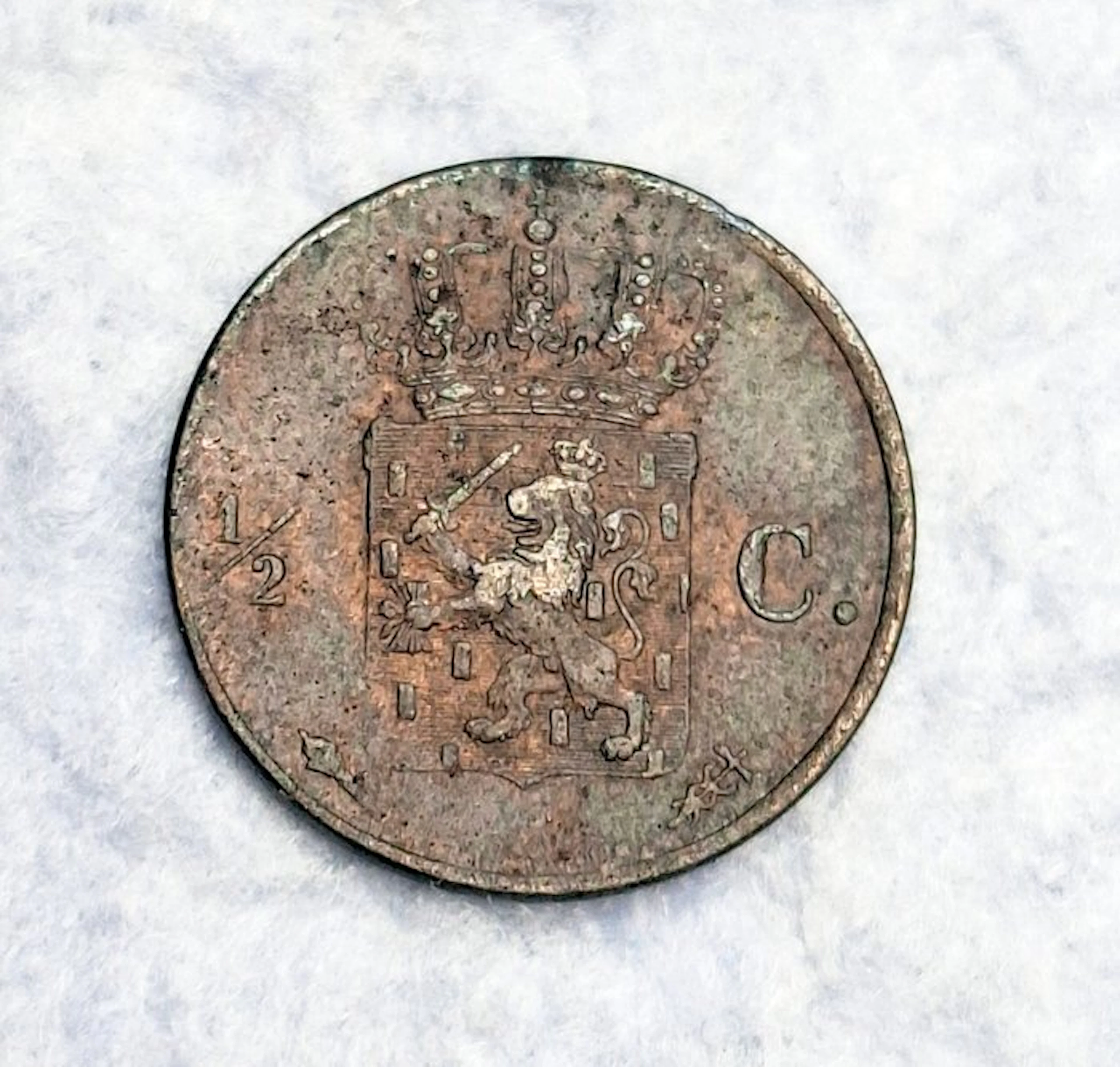 Netherlands. Willem I. 1/2 Cent 1819 zeer zeldzaam en nette kwaliteit RR