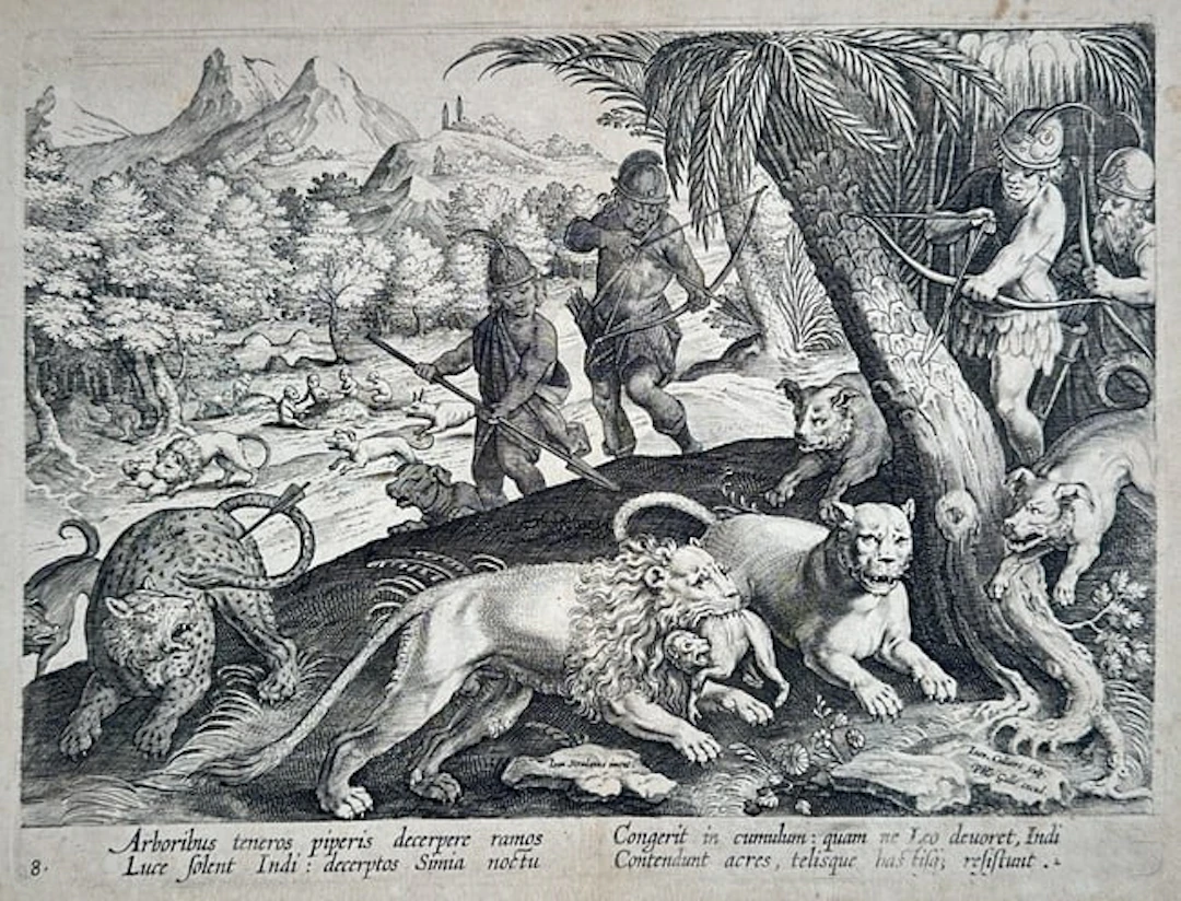 Johannes Stradanus (1523-1605) - Indians Hunting Wild Beasts