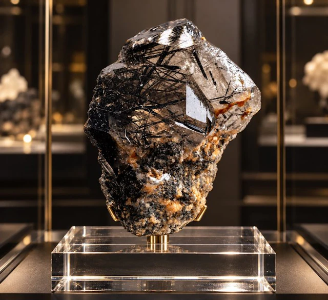 Museum piece – Black Rutile Quartz of A++ quality –...