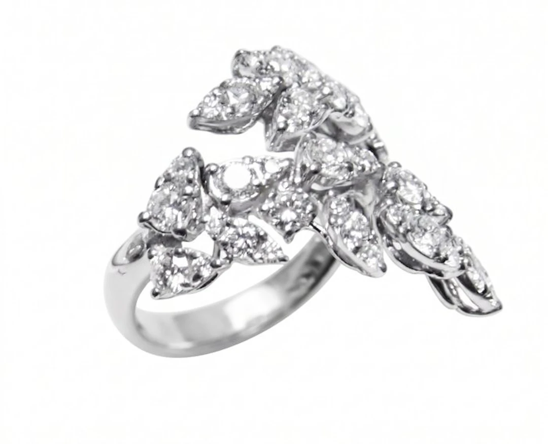 Ring - 18 kt. White gold - 1.24ct. tw. Diamond (Natural)
