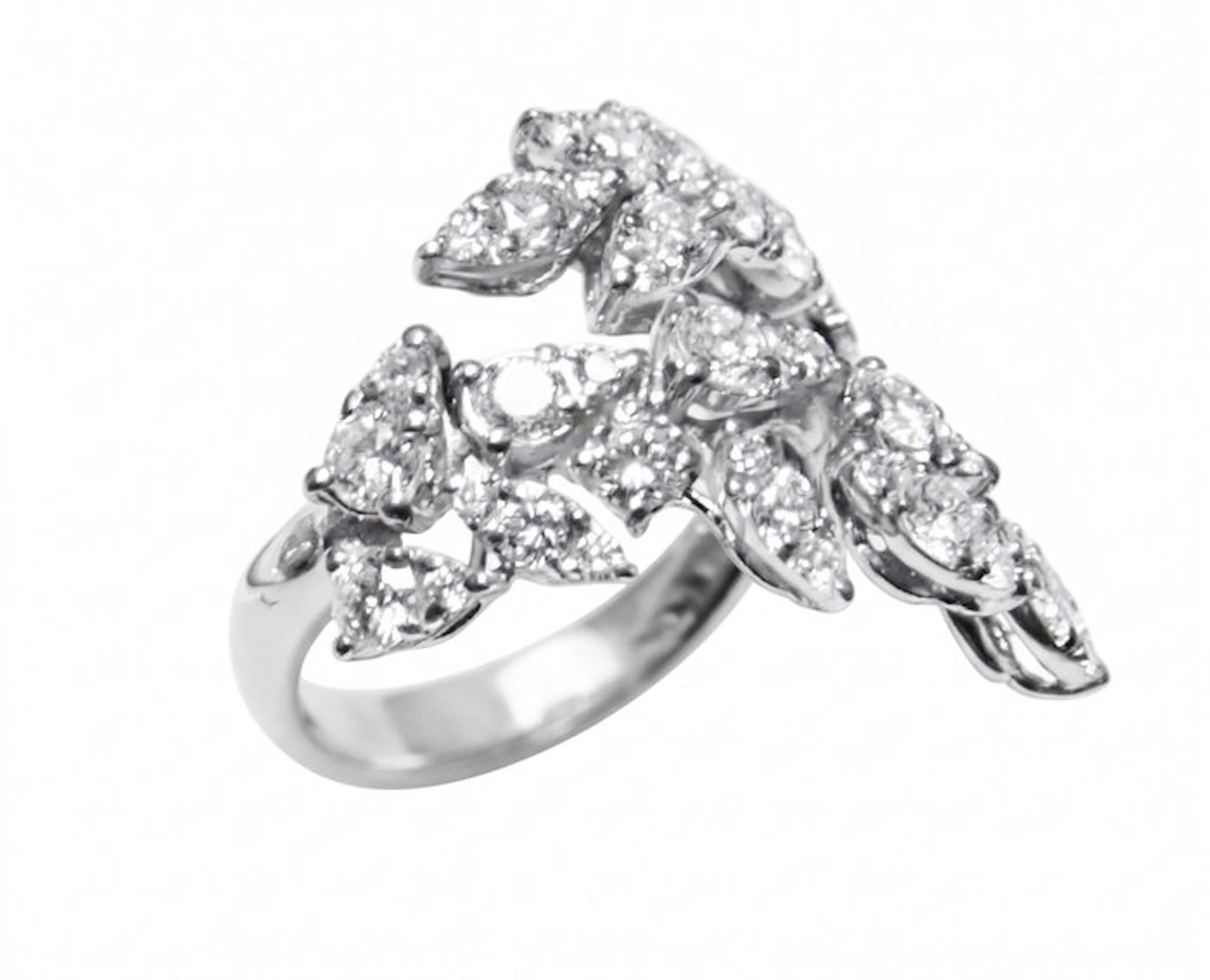 Ring - 18 kt. White gold - 1.24ct. tw. Diamond (Natural)