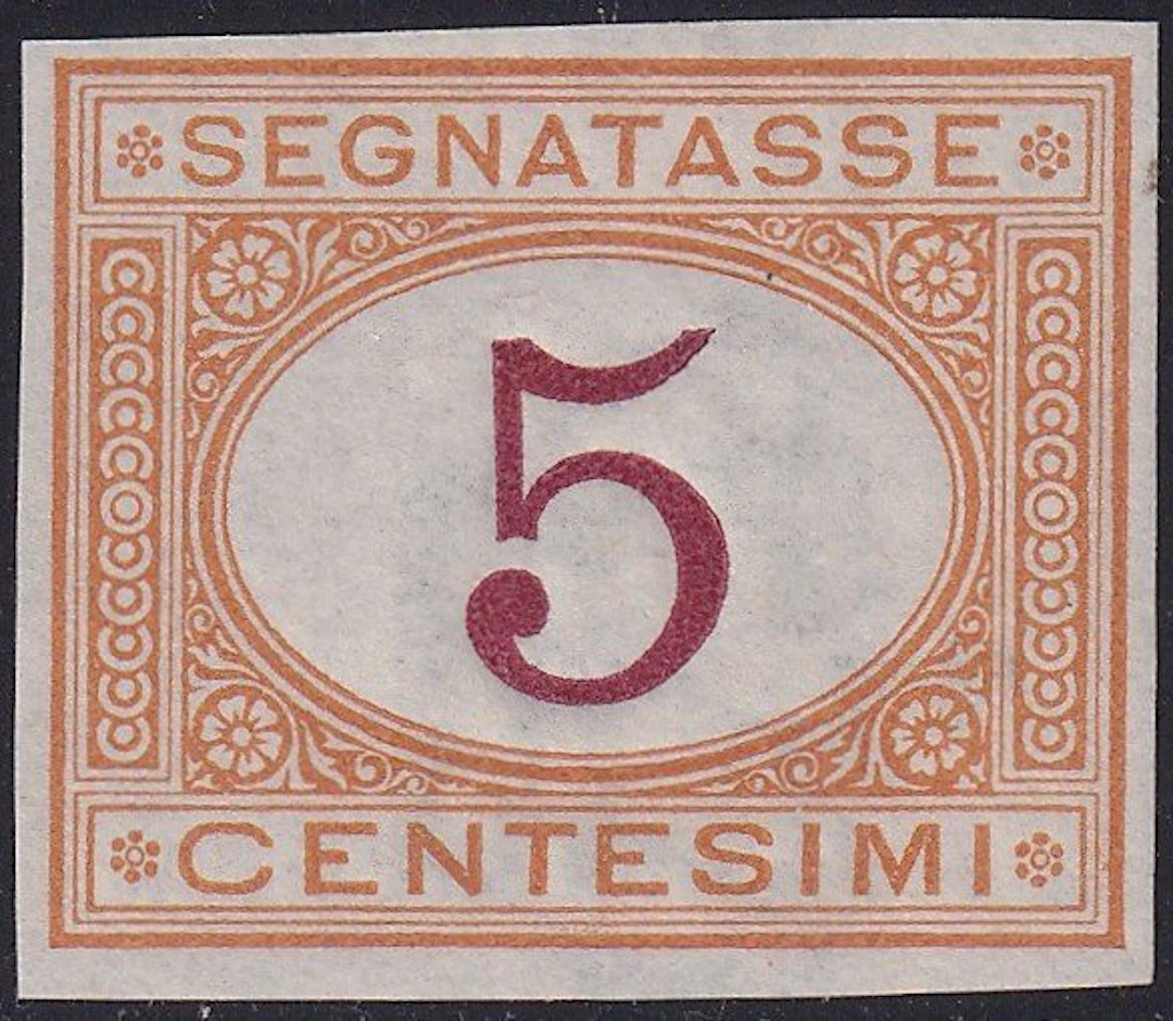 Italy Kingdom 1870 - Stamp Essay – 5c ochre and carmine Sass P5