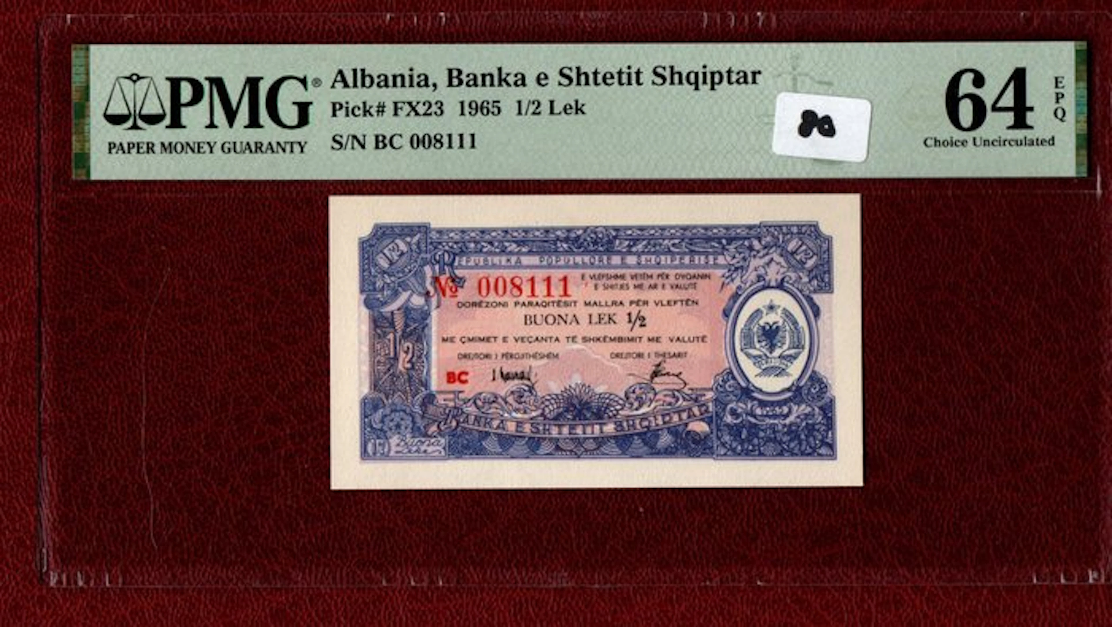Albania. - 1/2 Lek 1965 - Pick FX23 (No reserve price)