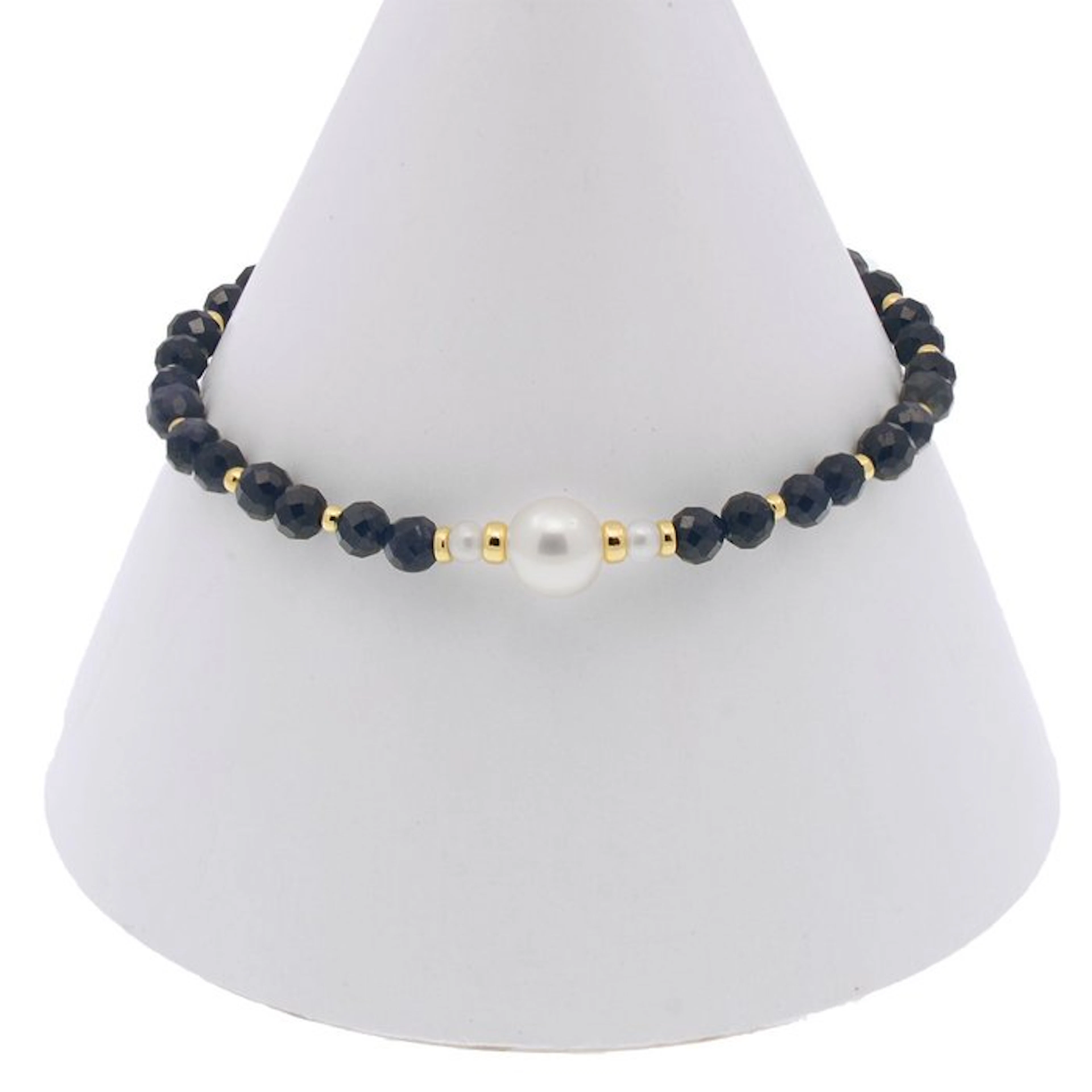 No reserve price - Bracelet - 18 kt. Yellow gold Pearl - Sapphire