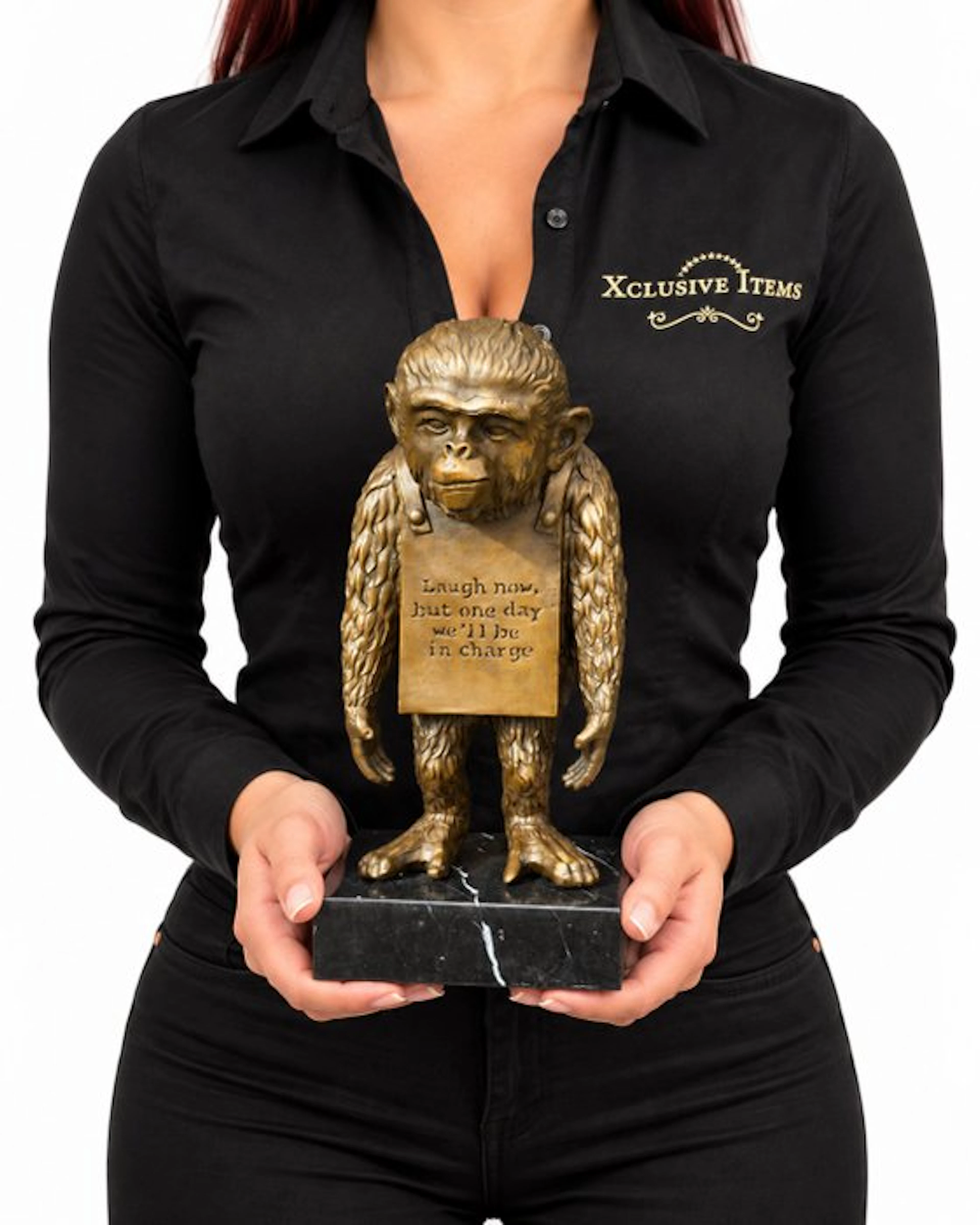 Statue, Laugh Now Monkey - After Banksy - 27 cm - Bronze, Marble - 2026