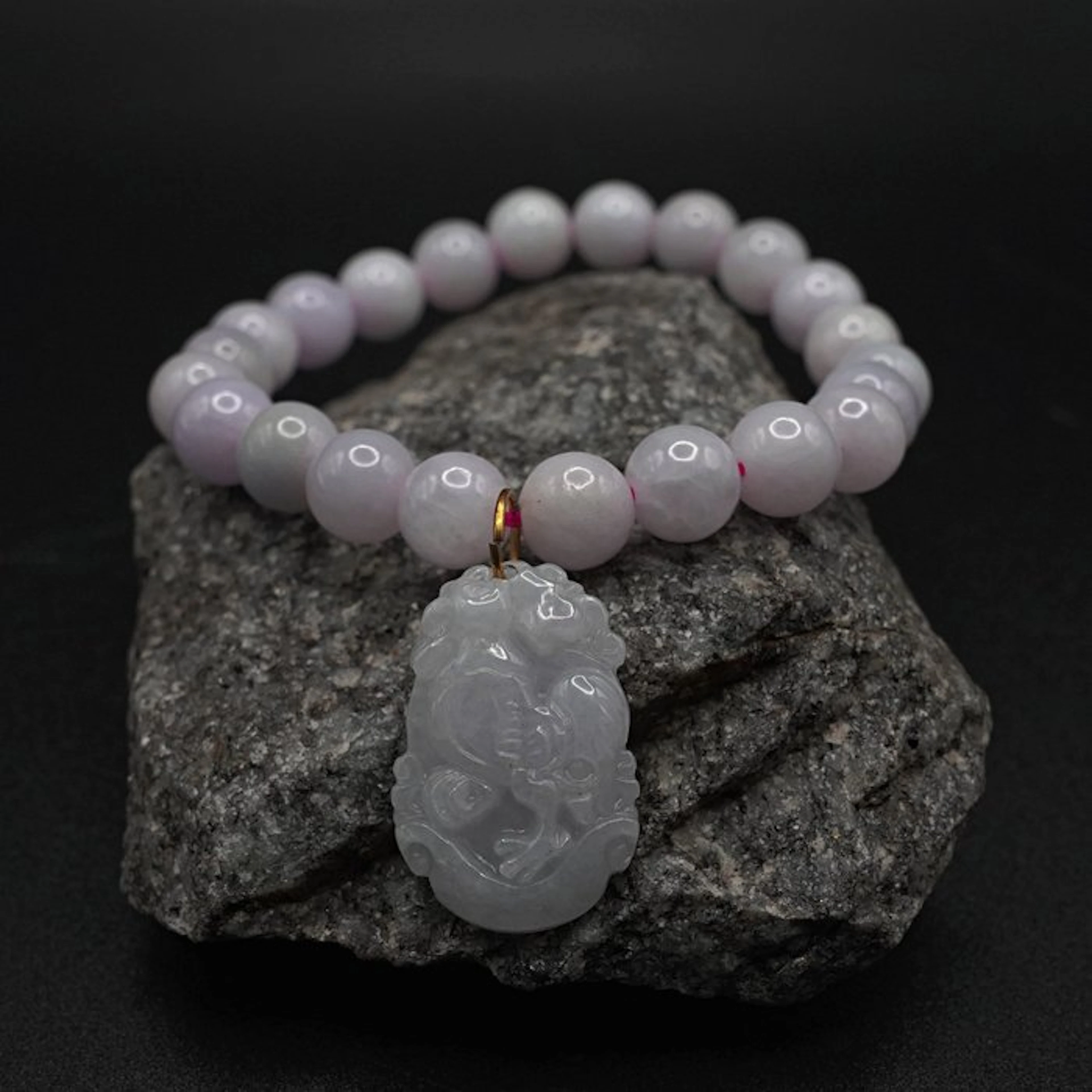 NGTC Certified Natural Jadeite Bracelet - Lavender Beads...