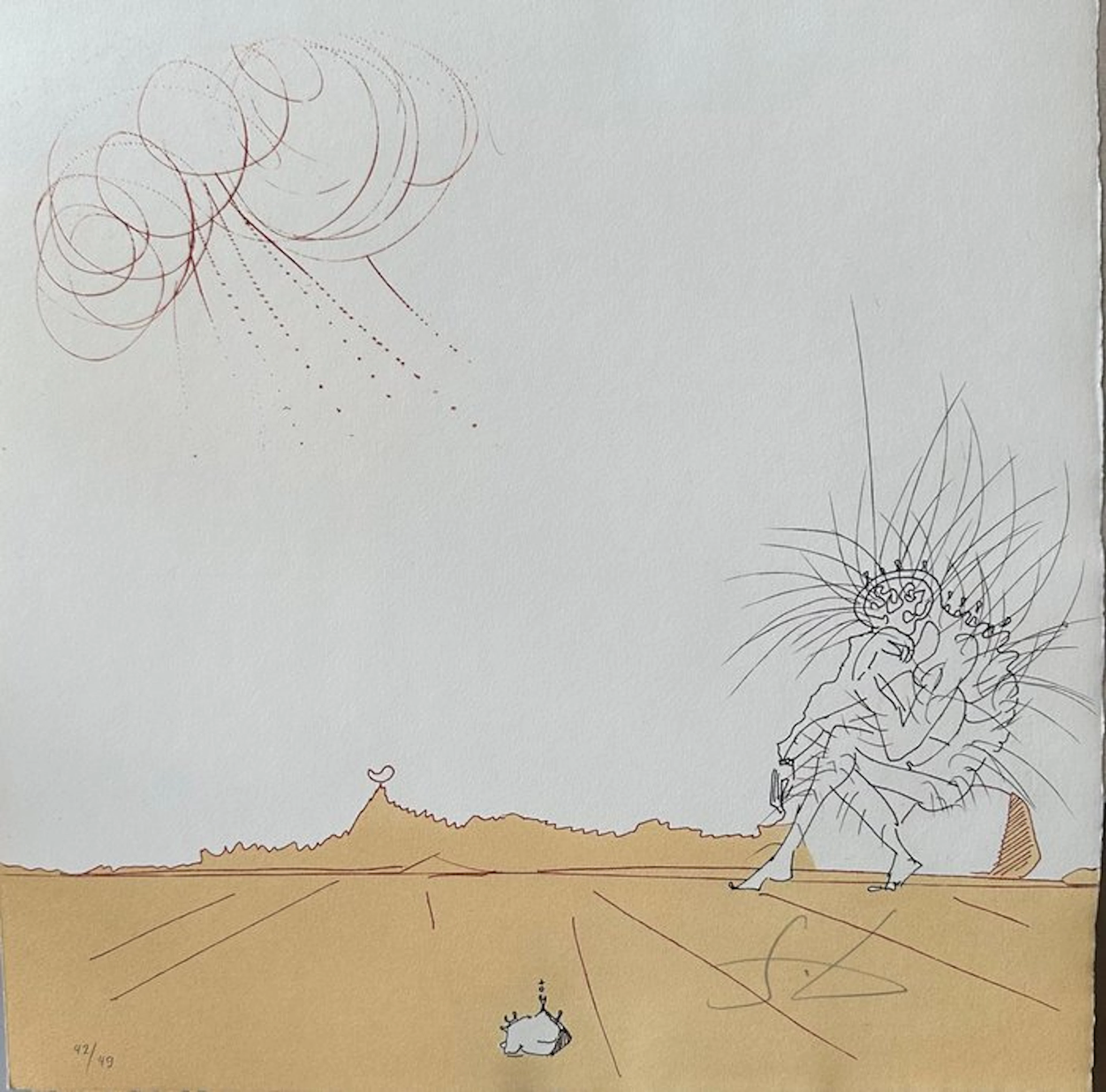 Salvador Dali (1904-1989) - Paysage ibérique : Penseur surréaliste