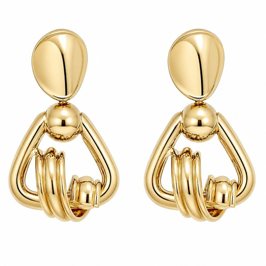 Earrings - 18 kt. Yellow gold - Made in Italy - Handmade