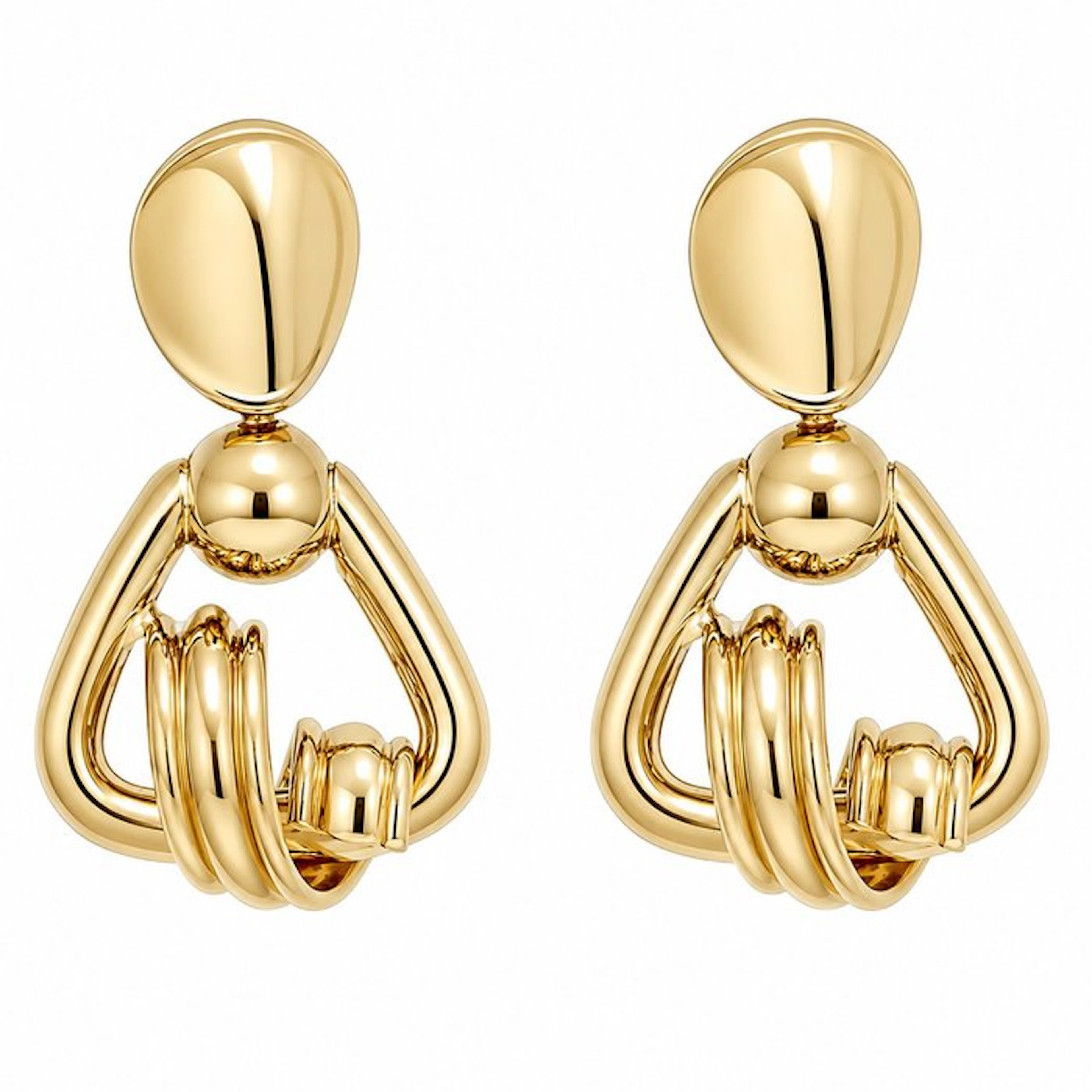 Earrings - 18 kt. Yellow gold - Made in Italy - Handmade