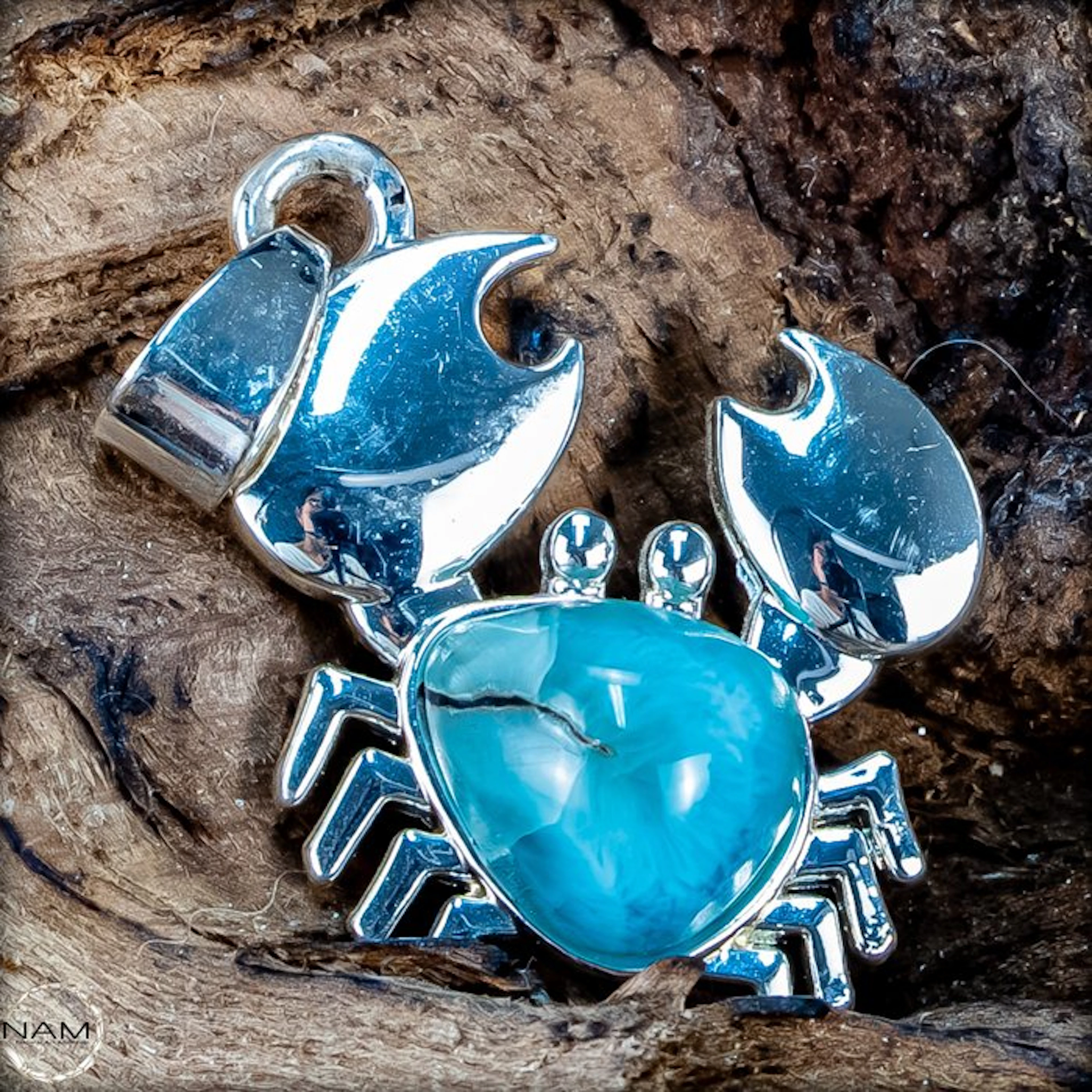 Larimar Cancer Pendant – Handcrafted in high-quality...