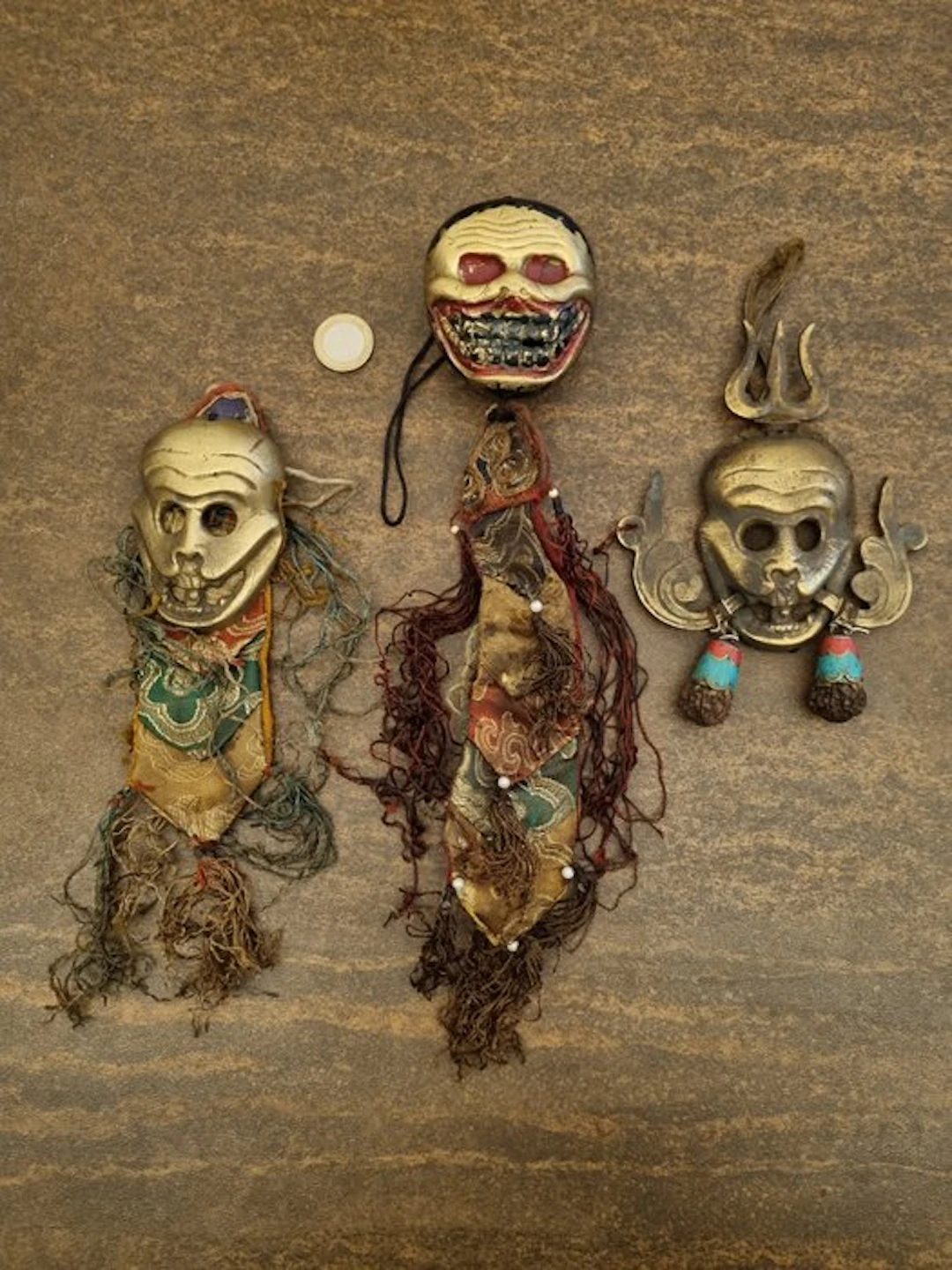 Set of 3 ritual Tibetan/Nepalese protective amulets...