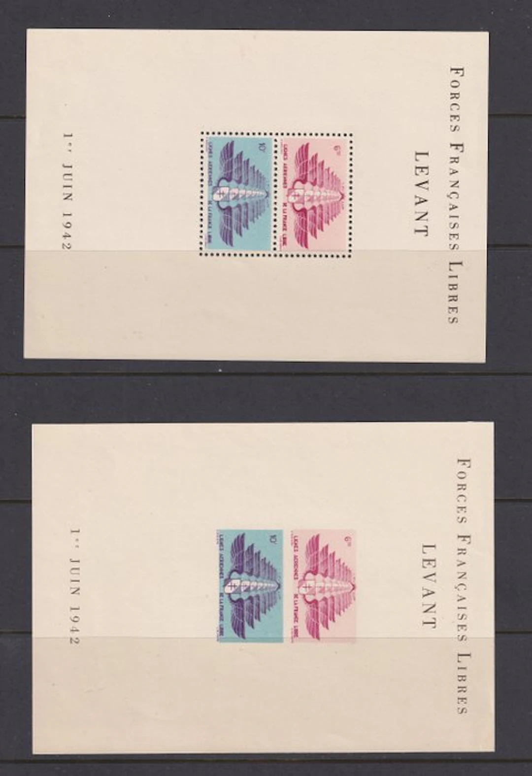 France 1942 - 4 miniature sheets of the Free French Forces of the