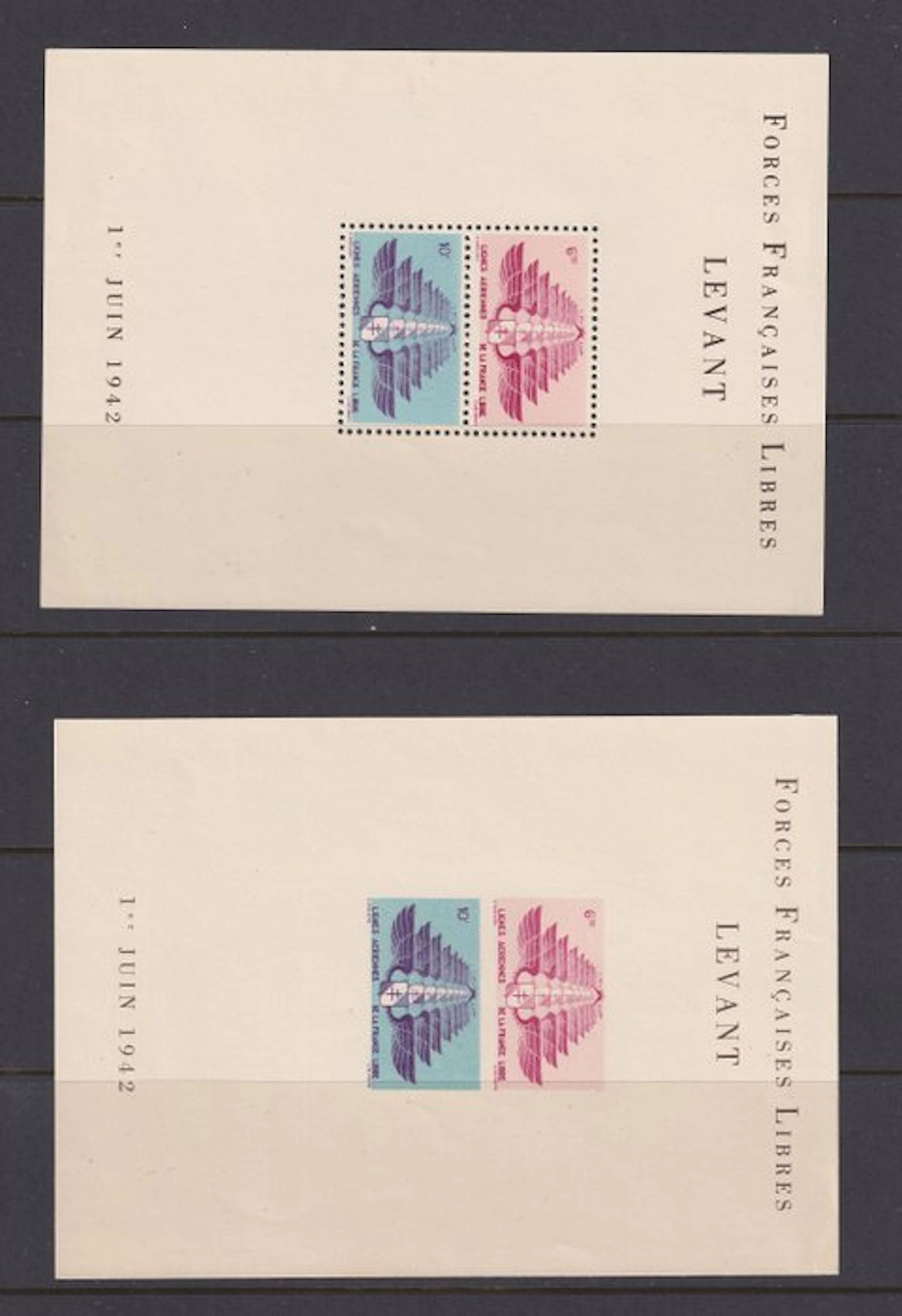 France 1942 - 4 miniature sheets of the Free French Forces of the