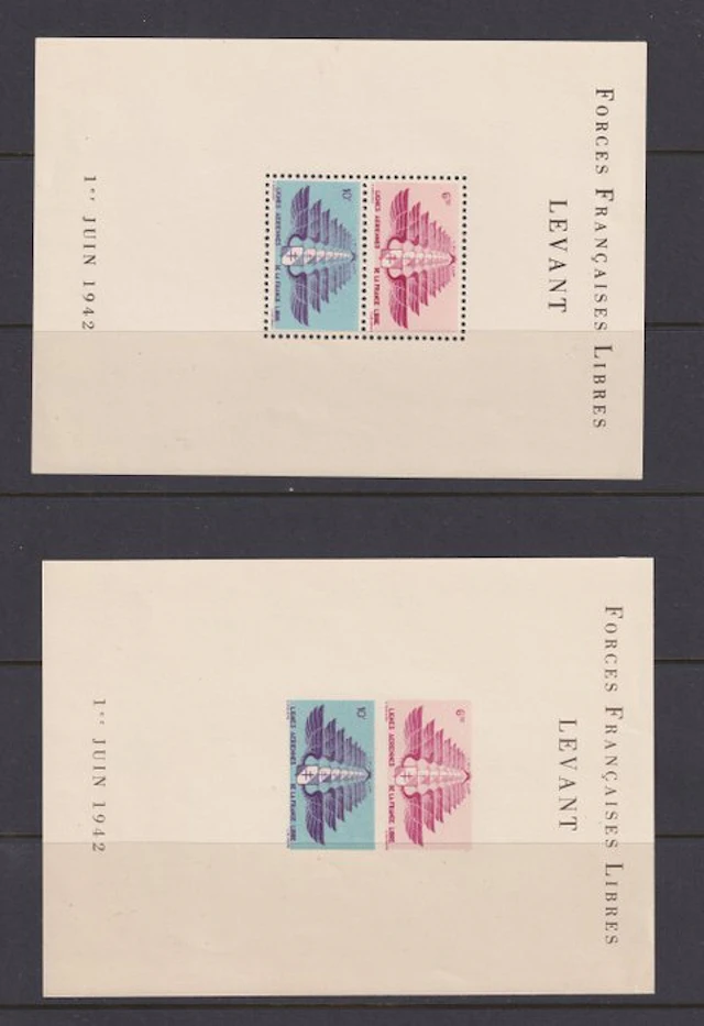 France 1942 - 4 miniature sheets of the Free French Forces of the