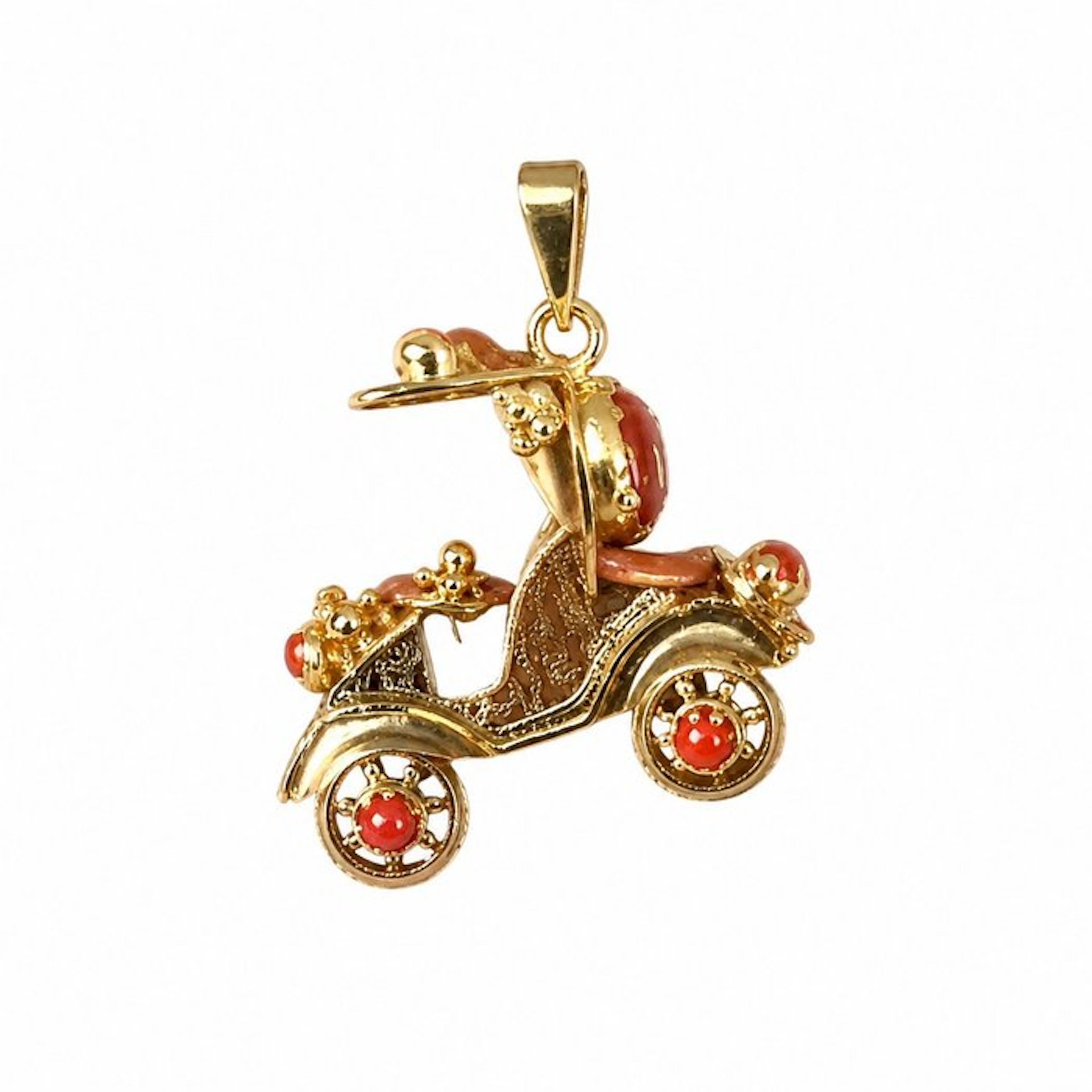 Pendant - 18 kt. Yellow gold Coral - Coral