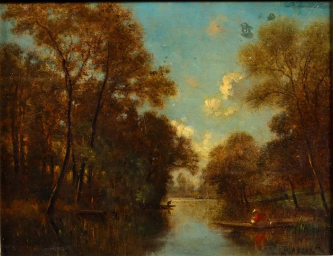 Antoine-Émile Plassan (1817–1903), Attributed to - Landscape with Boats