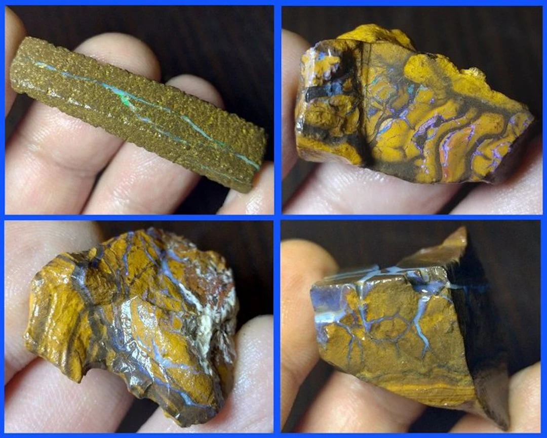 312 cts - 4 Natural Australian Boulder Opals Rough - Multicolors!- 62.4 g