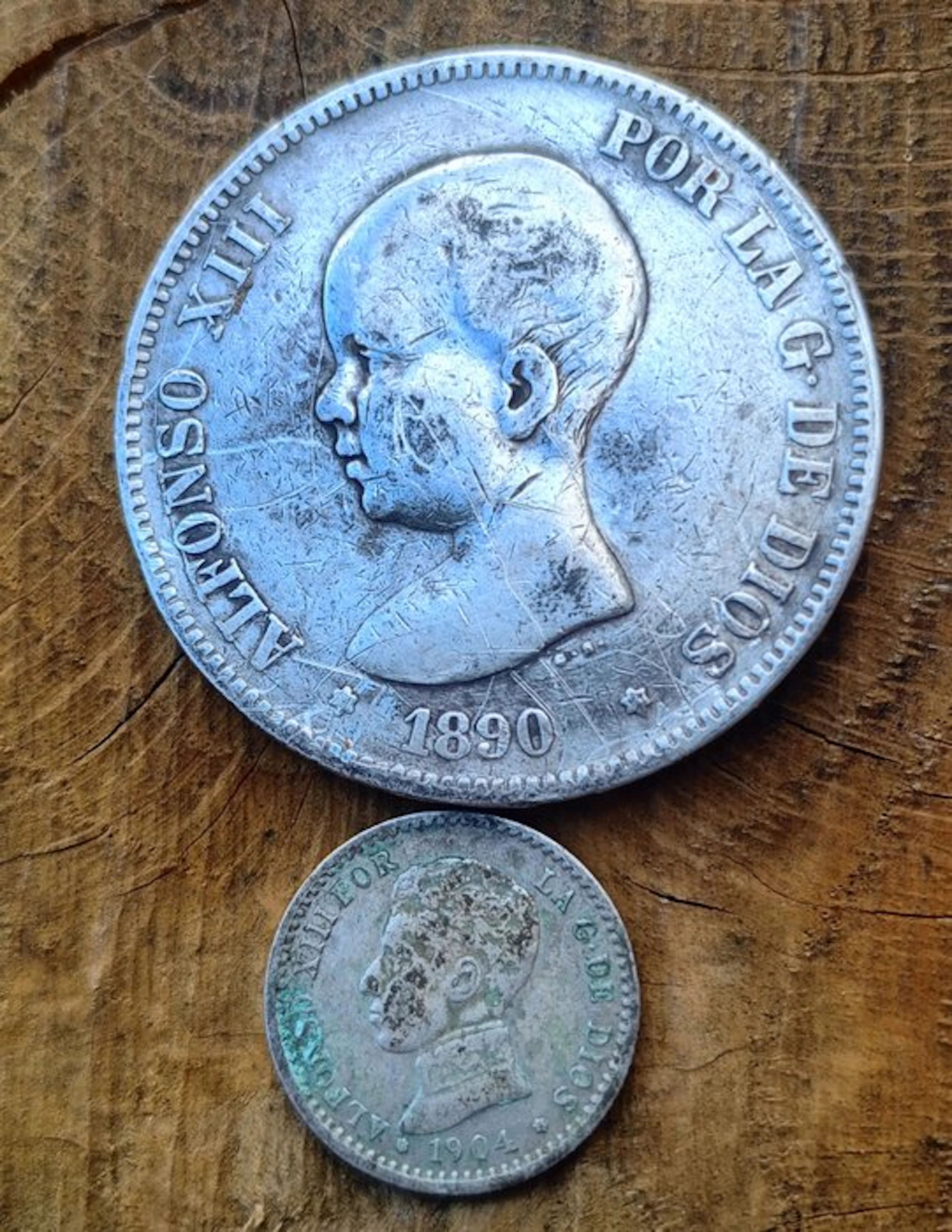 Spain. Alfonso XII. 50 Cents-5 Pesetas 1890-1904 (2 coins) (No reserve price)
