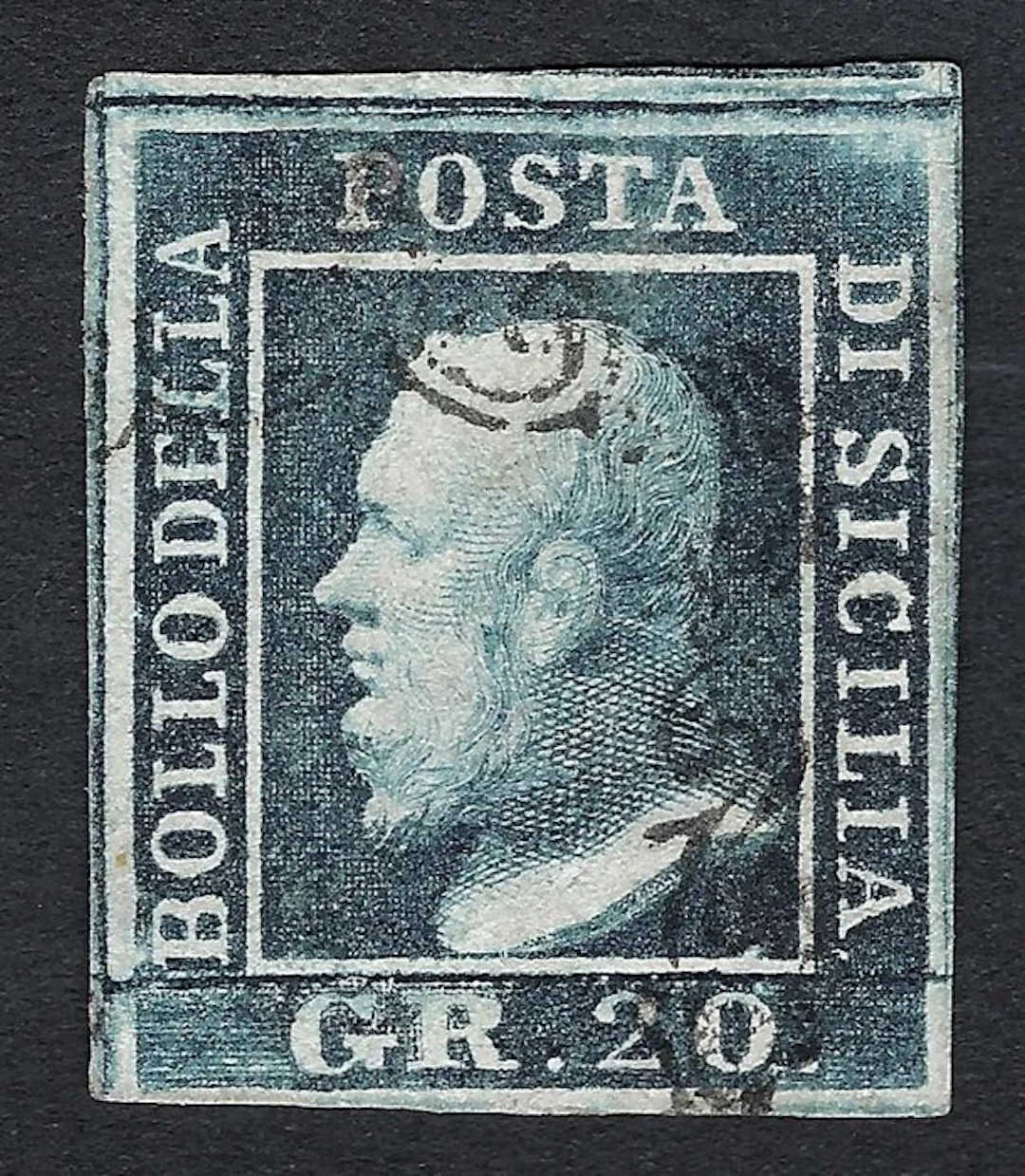 Italian Ancient States - Sicily 1859 - Ferdinando II 20 Gr Grigio ardesia - N