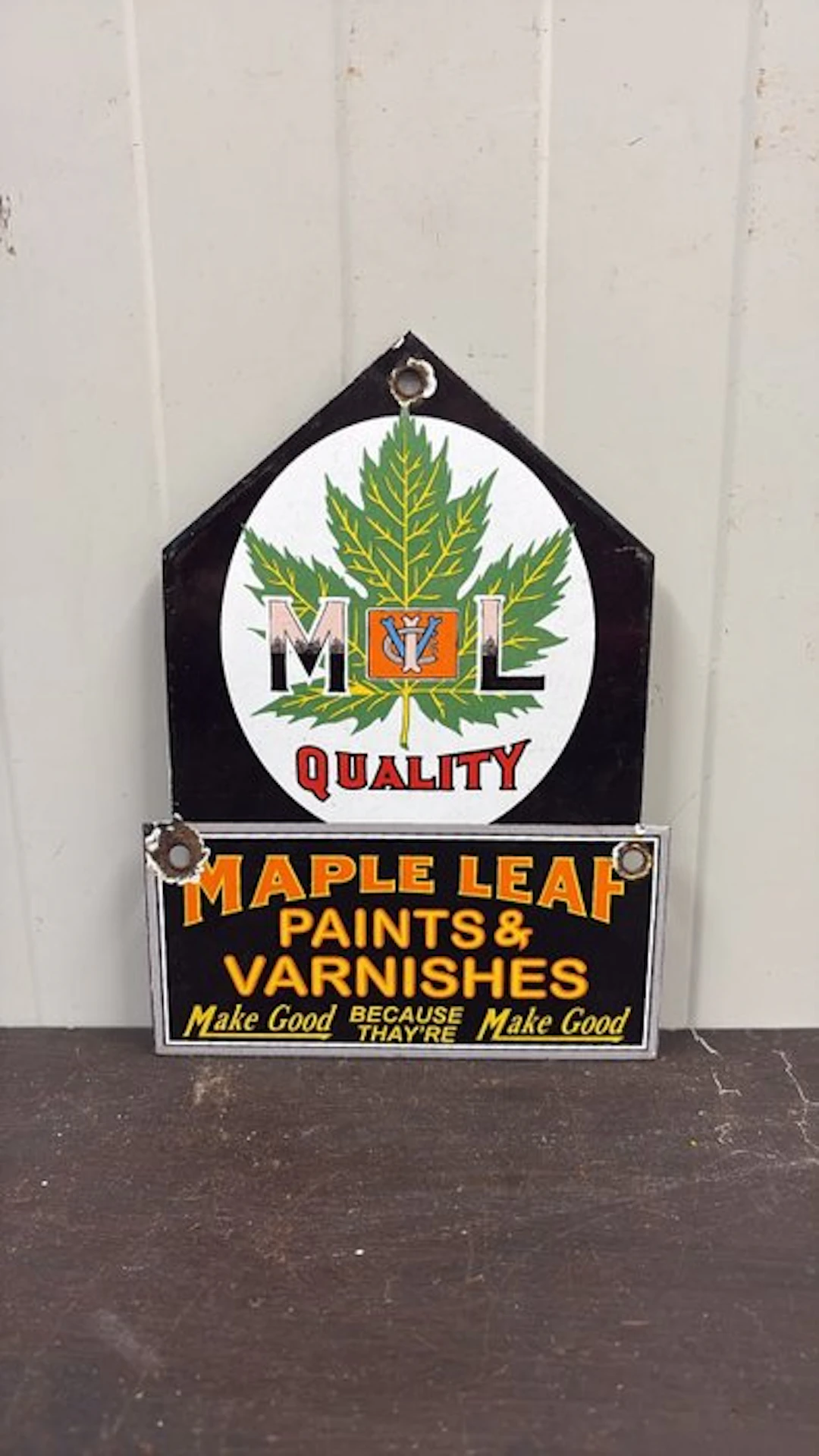 Vintage Maple Leaf Paints & Varnishes advertising sign –...