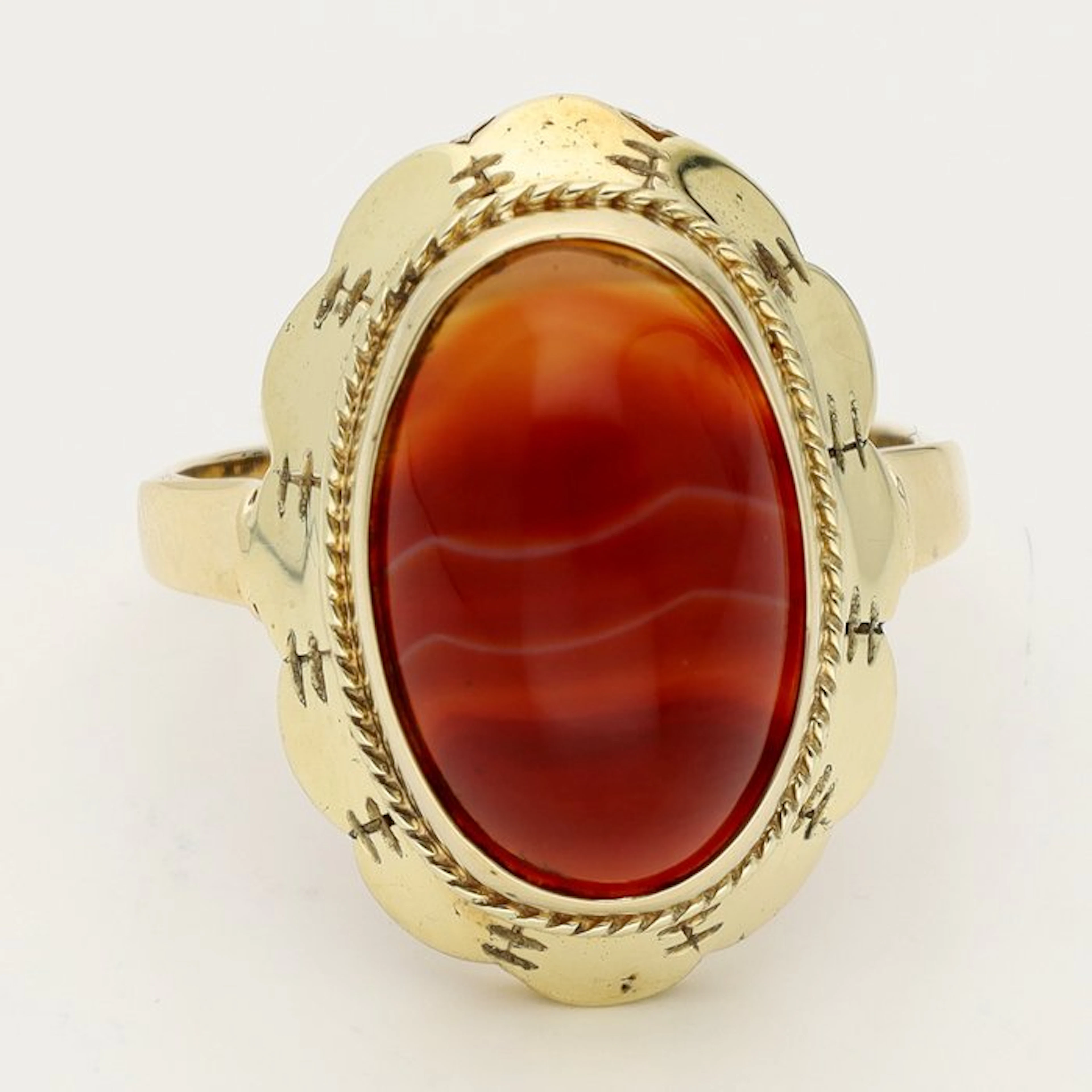 Ring - 14 kt. Yellow gold - 4.49ct. tw. - agate