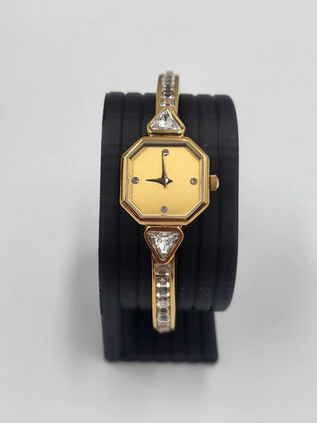 The Franklin Mint – Montre-bijou manchette dorée – Swiss...