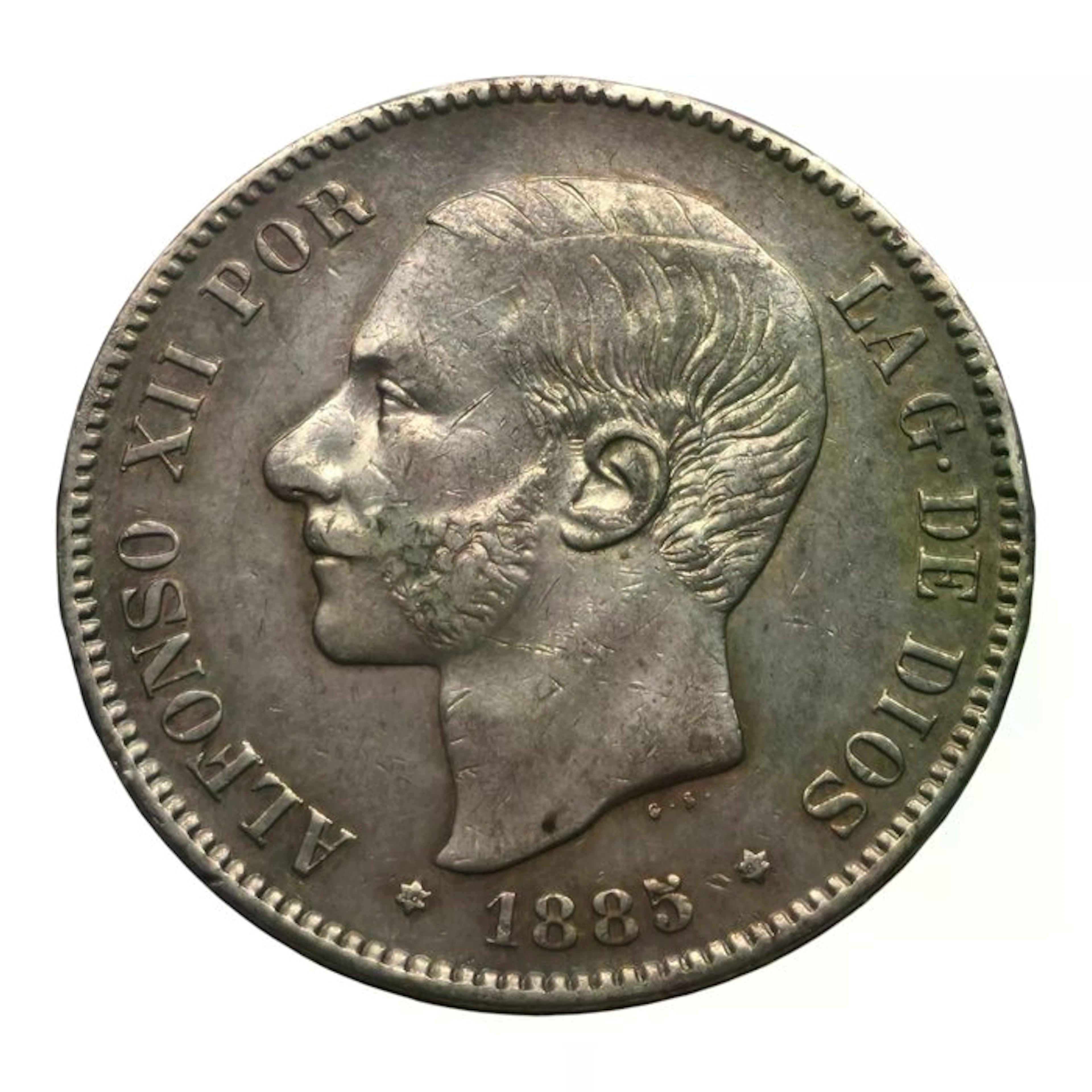 Spain. 5 Pesetas Alfonso XII 1885 Madrid 1885*87 MSM