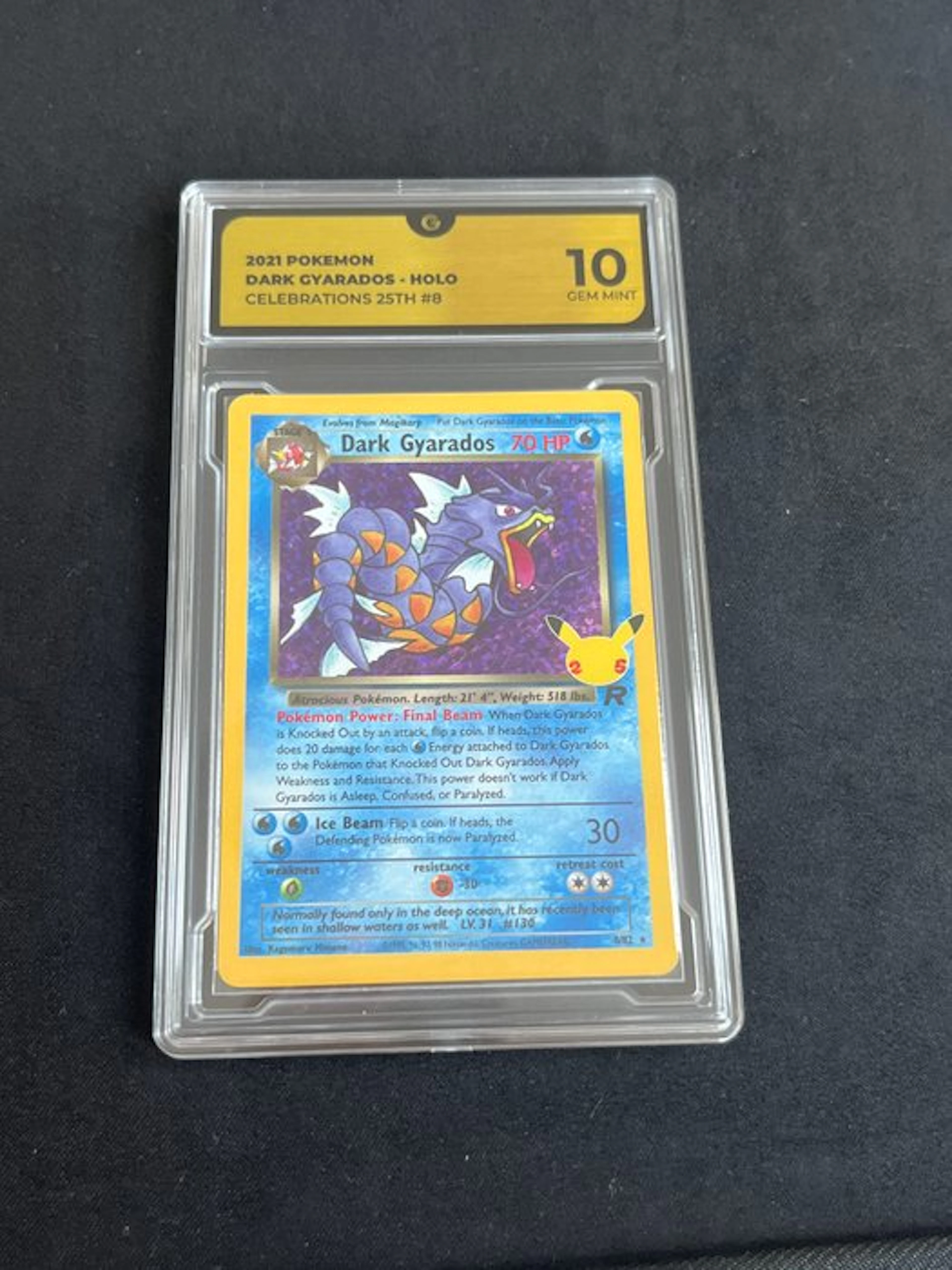 Pokémon - 1 Graded card - Dark Gyarados #8 25th Celebrations Foil - GG 10
