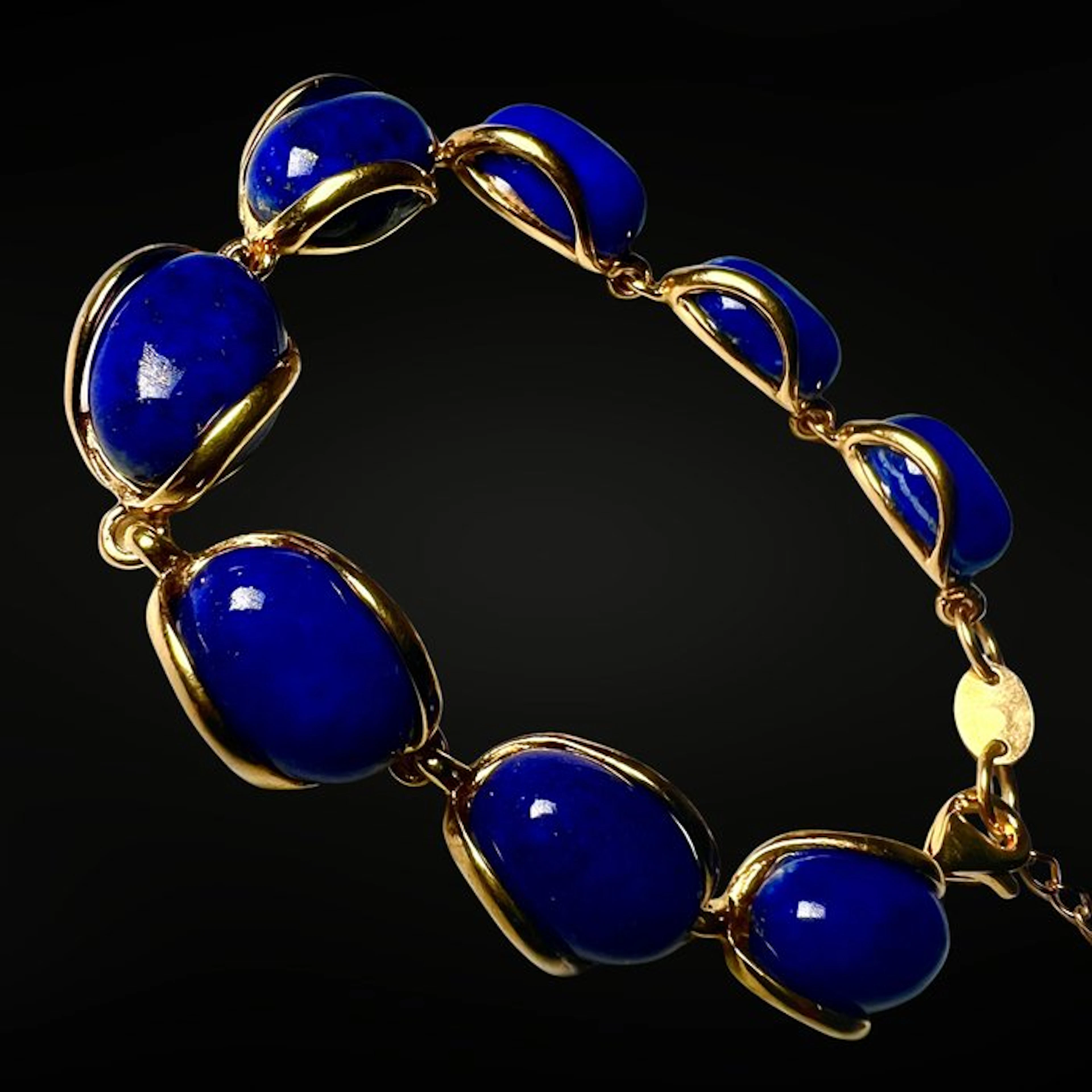 Rare bracelet in natural lapis lazuli of the highest quality - 925 silver