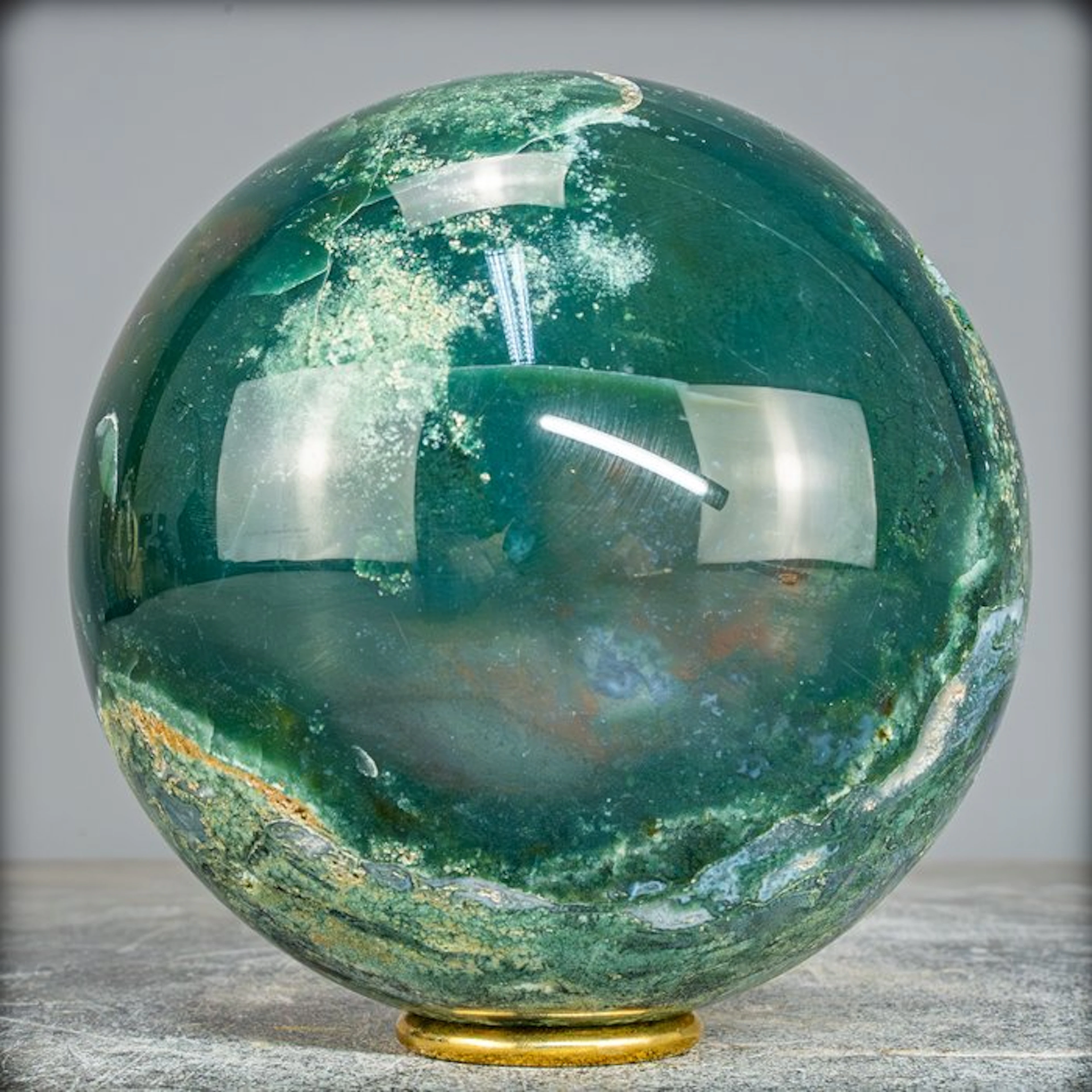 Top Quality Natural Very Artistic Moss Agate Sphere- 2996.57 g