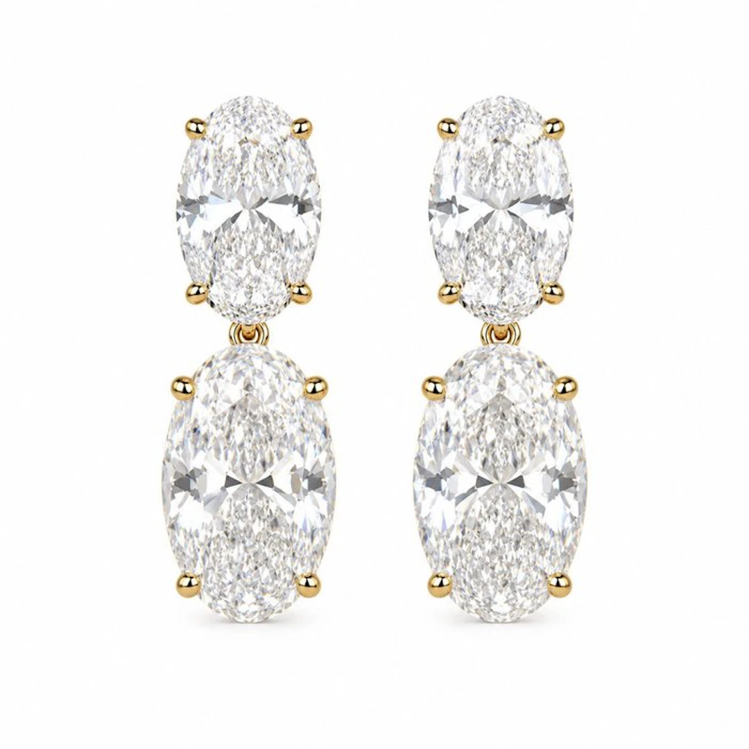 Earrings - 14 kt. Yellow gold - 6.20ct. tw. Diamond (Lab-grown)