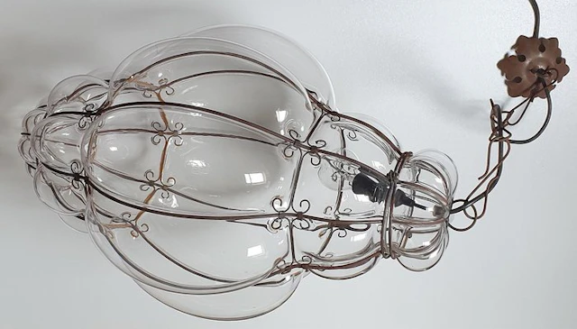 Caged ceiling lamp - Glass, Steel - Large, Venetian style