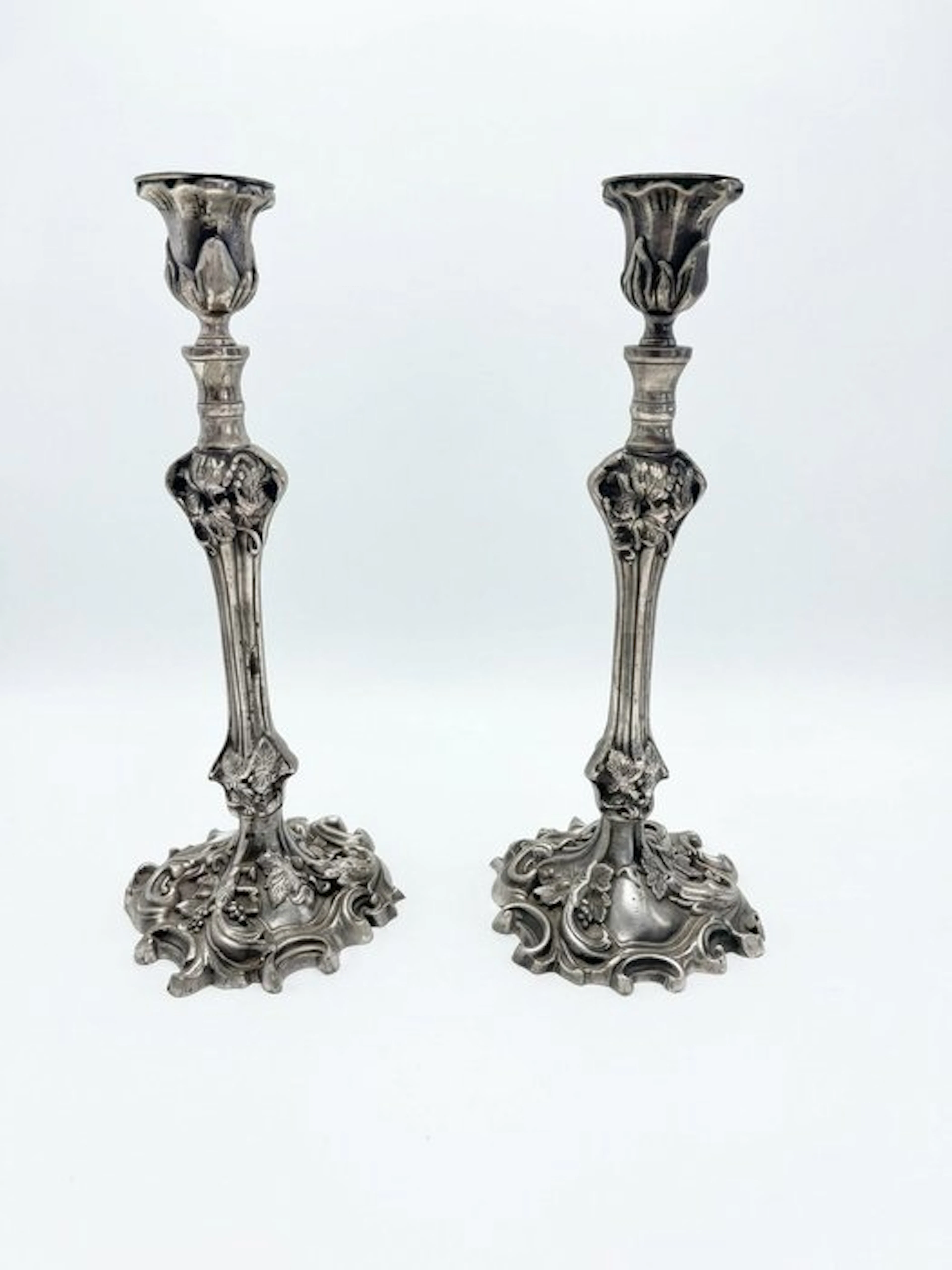Candleholder (2) - Iron, Metal, Silverplated