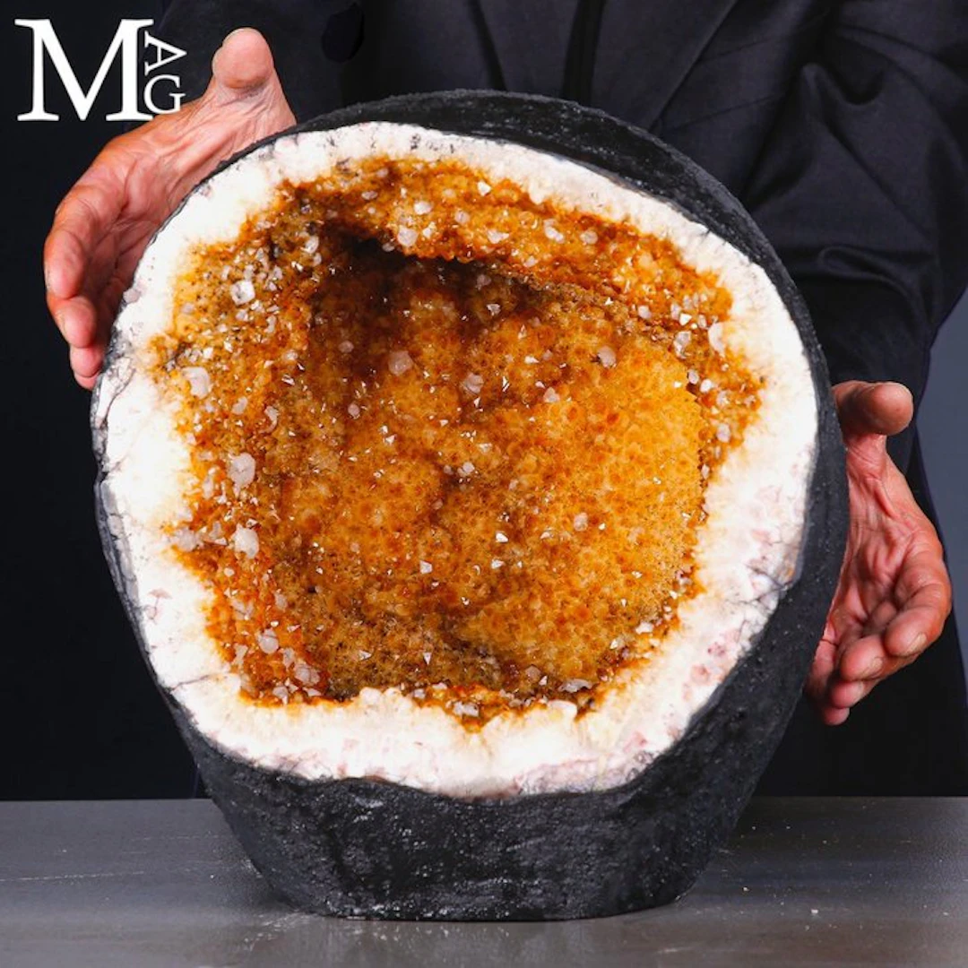 Spectacular Golden Orange Brazilian Citrine Geode...