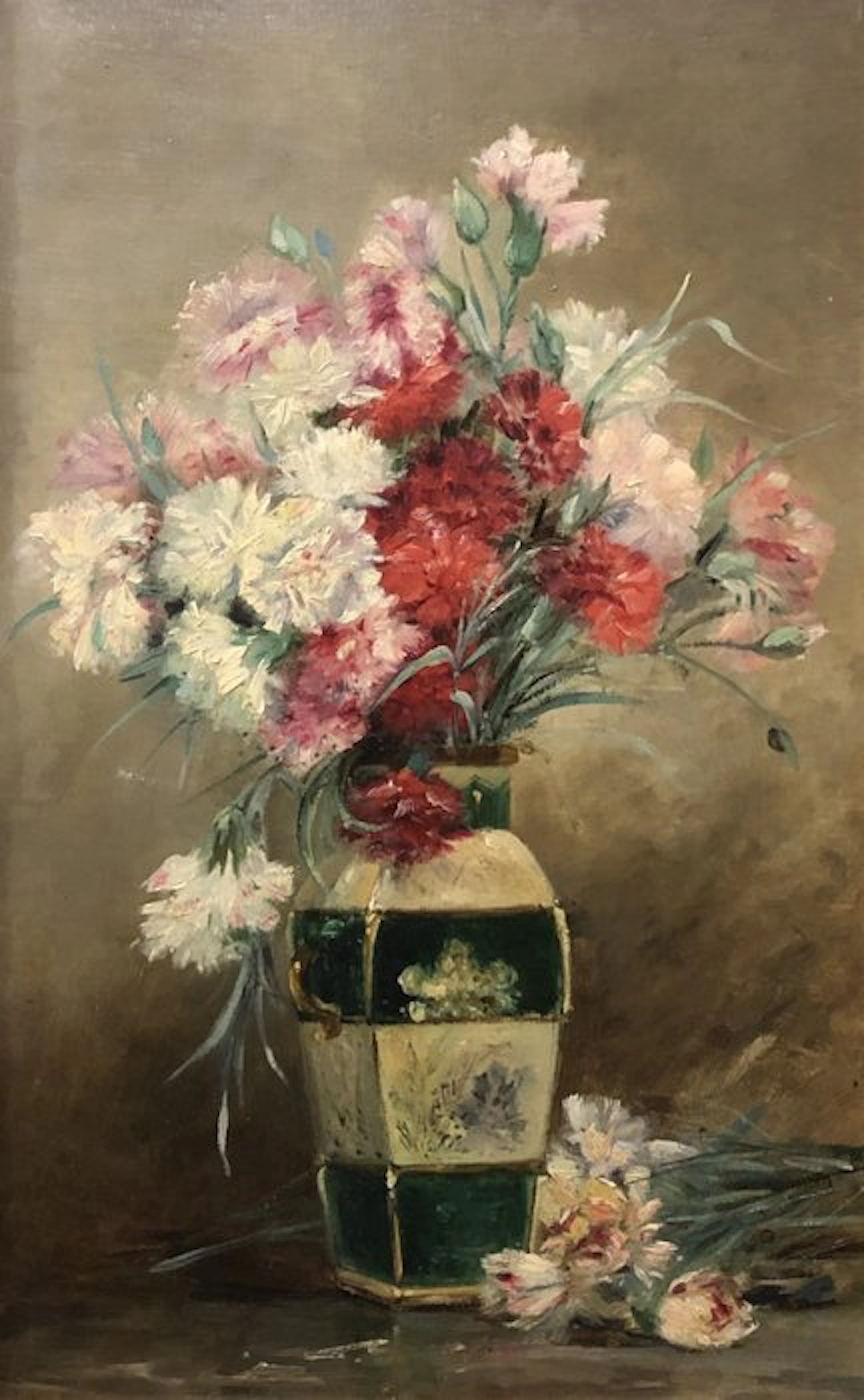 École Espagnole (c. 1950) - Vase à Oeillets Chinois