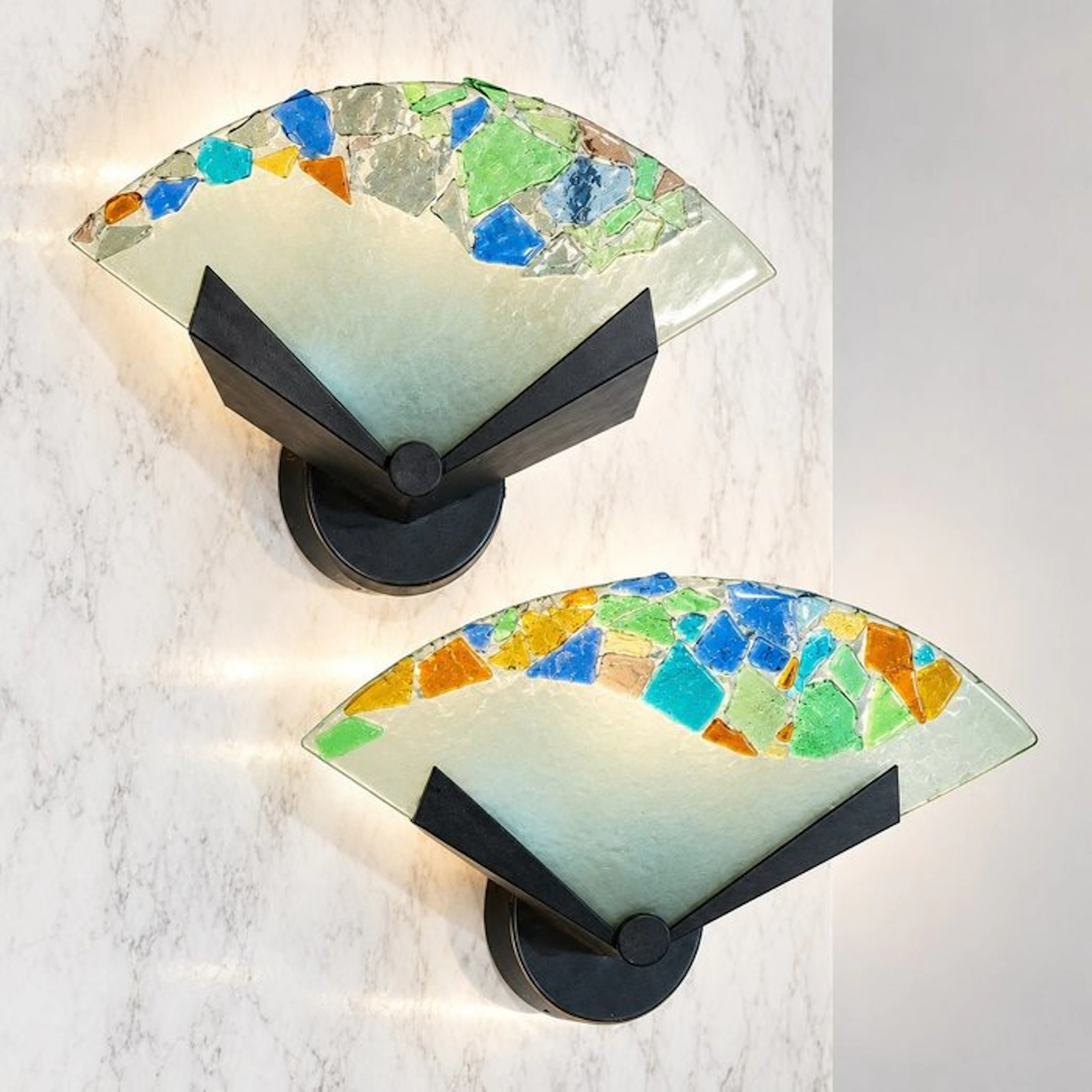 Wall lamp (2) - Metal, Glass