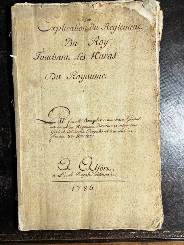 M. Bourgelat - Important manuscrit XVIIIe – Haras royaux...