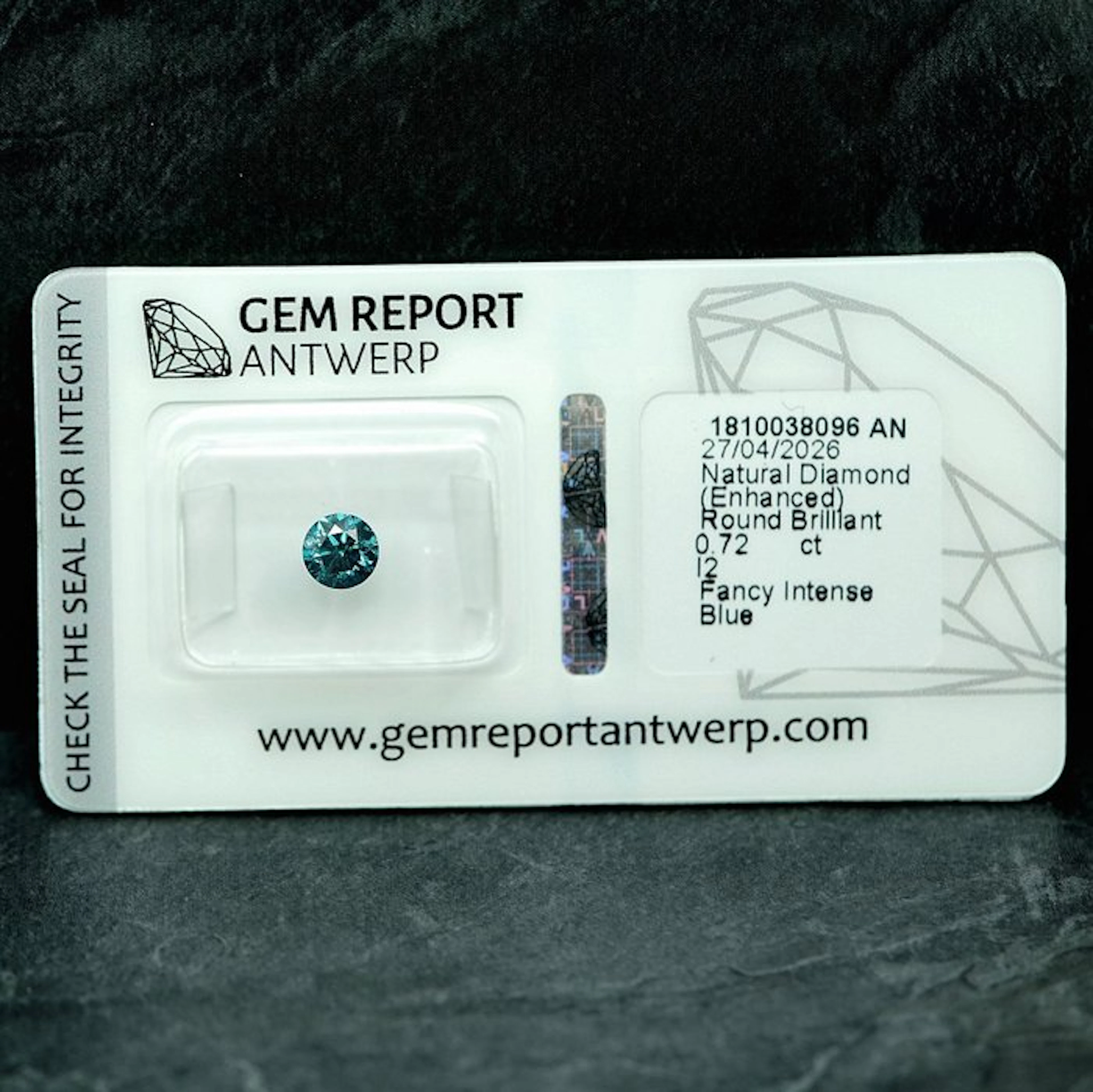 1 pcs Diamond (Colour-treated) - 0.72 ct - Round - Fancy...