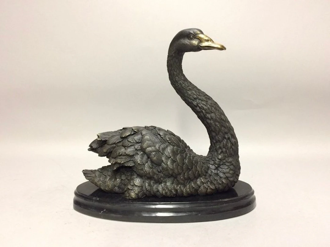 Sculpture, Zwemmende Zwaan - 30 cm - Bronze