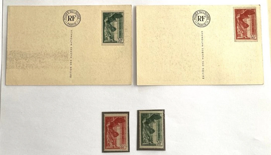 France 1937/1937 - Collection of 4 mint Samothrace stamps