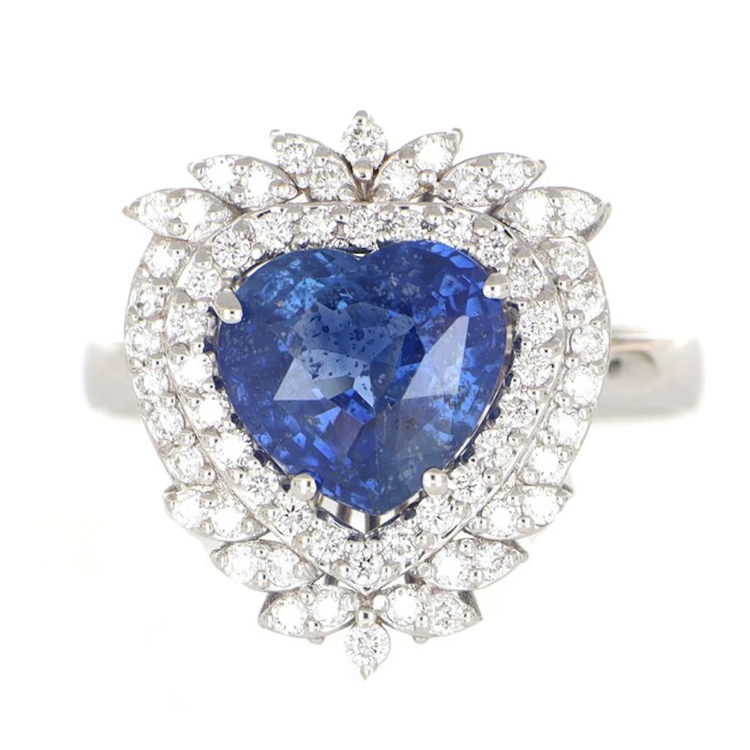 Ring - 18 kt. White gold Sapphire - Diamond